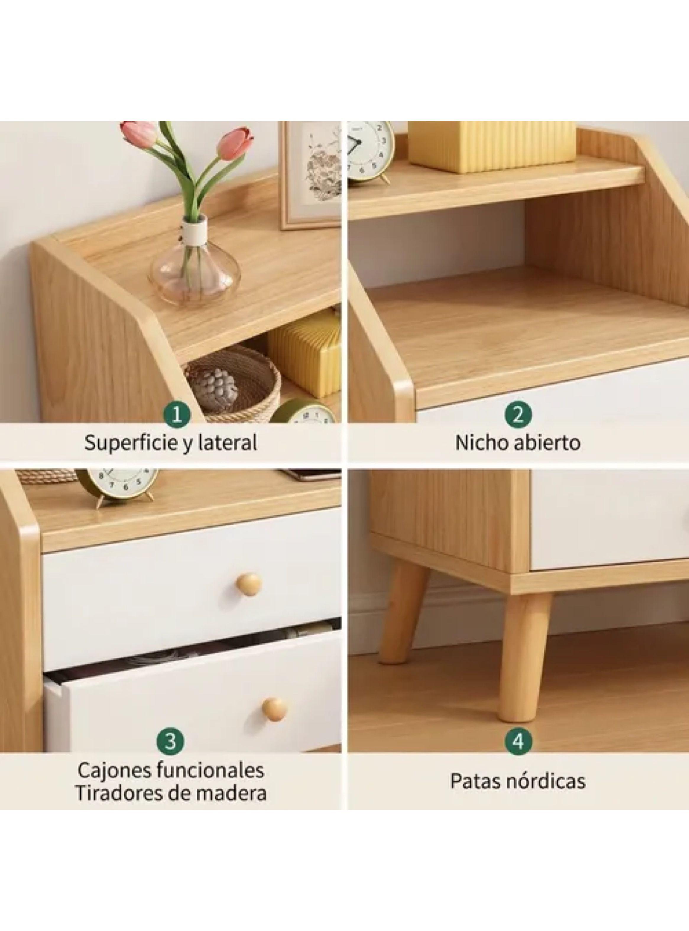 Velador 2 Niveles Con Cajones Homer Design 40*30*53 Marrón Mate-3