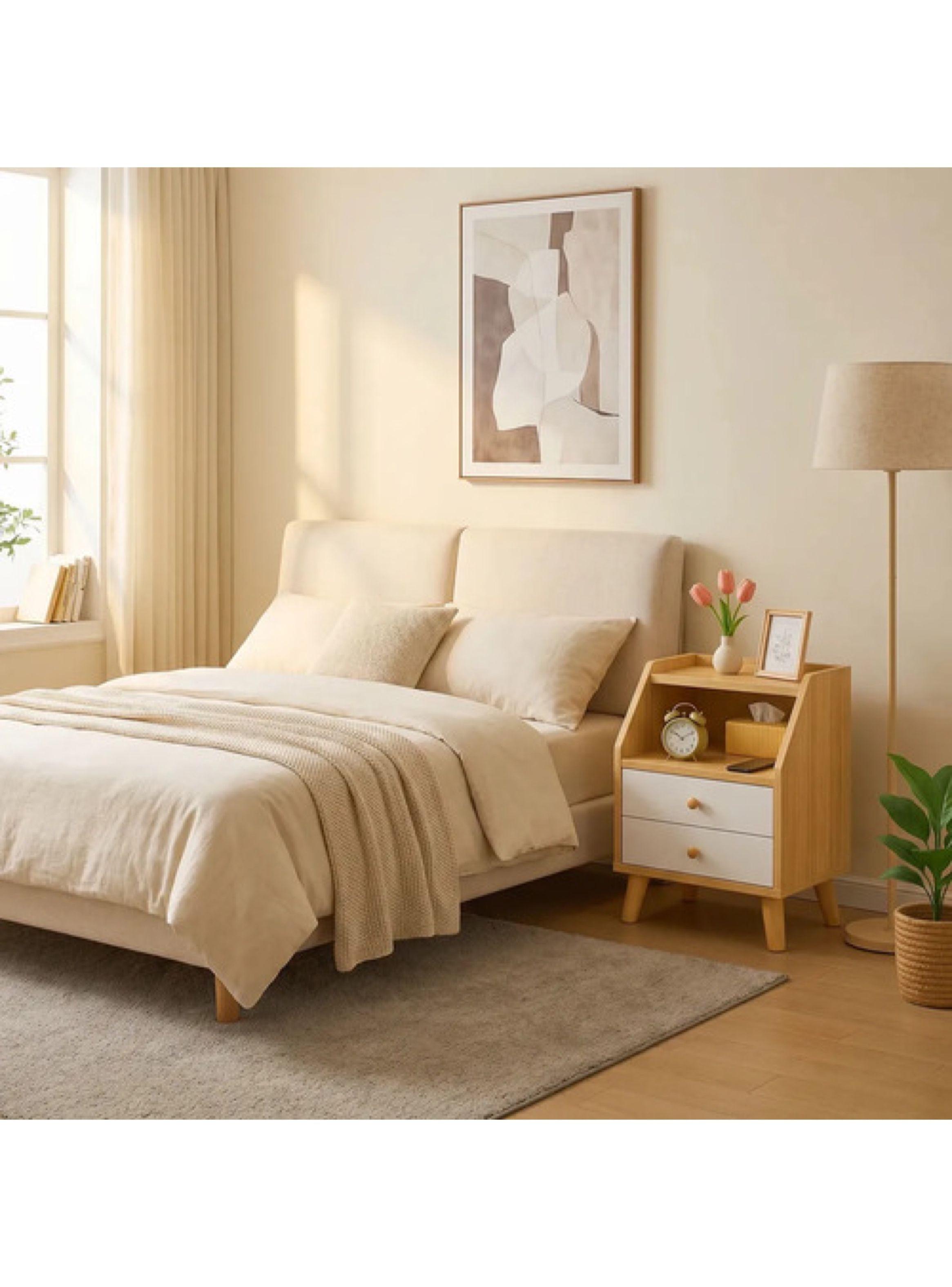 Velador 2 Niveles Con Cajones Homer Design 40*30*53 Marrón Mate-6