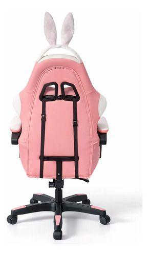 Silla Gamer Profesional Reclinable Calidad Premiun Homer Rosa Oreja-2