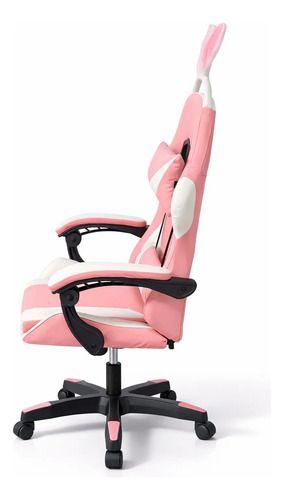 Silla Gamer Profesional Reclinable Calidad Premiun Homer Rosa Oreja-3