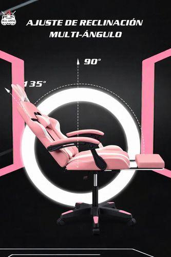 Silla Gamer Profesional Reclinable Calidad Premiun Homer Rosa Oreja-5