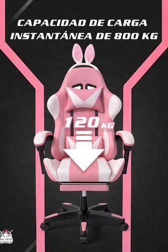 Silla Gamer Profesional Reclinable Calidad Premiun Homer Rosa Oreja-7