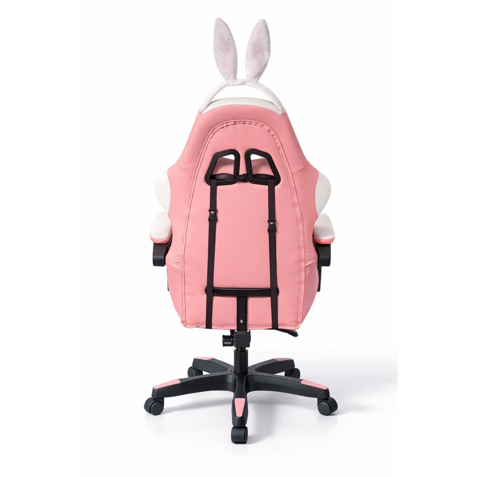 Silla Gamer Profesional Reclinable Calidad Premiun Homer Rosa Oreja-2