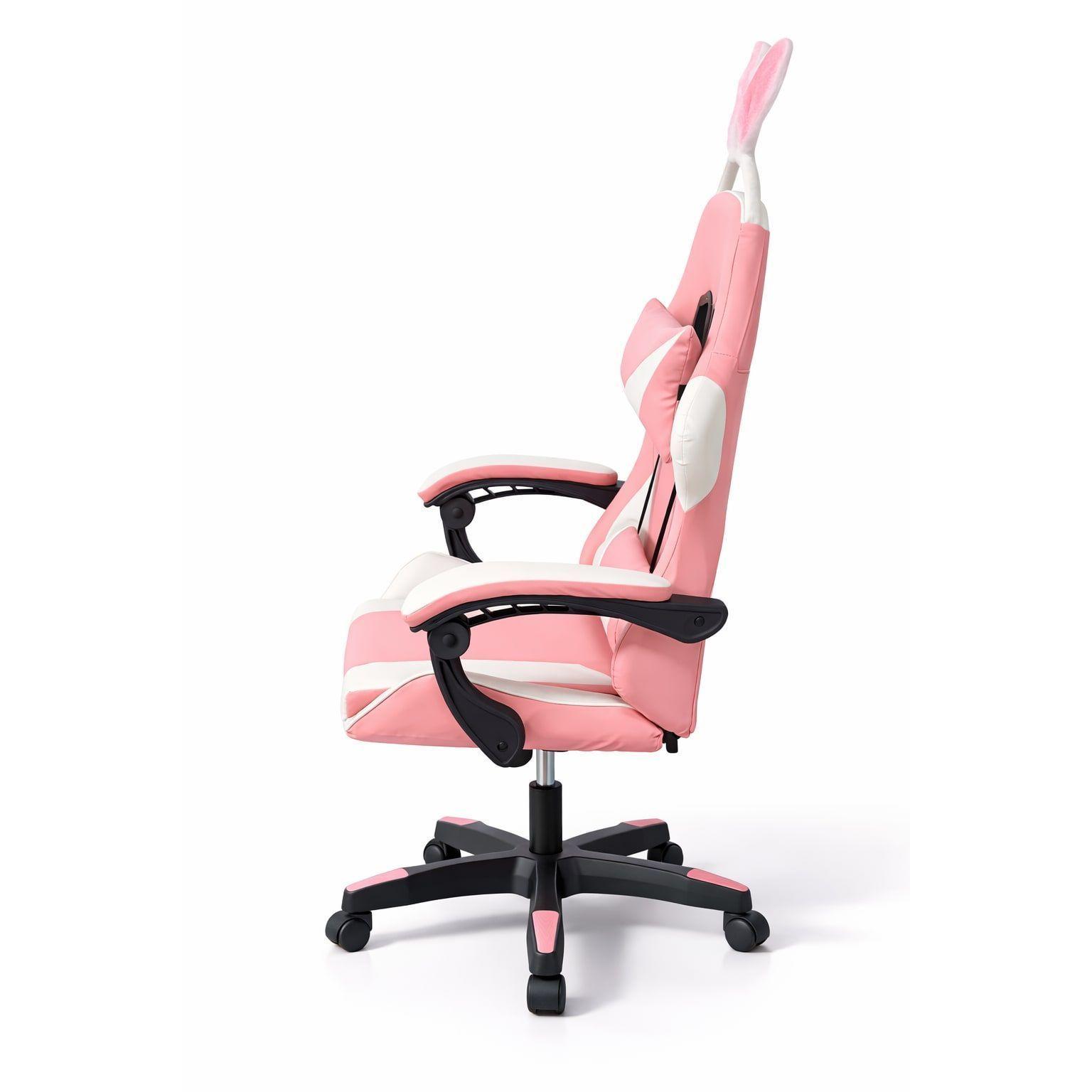 Silla Gamer Profesional Reclinable Calidad Premiun Homer Rosa Oreja-3