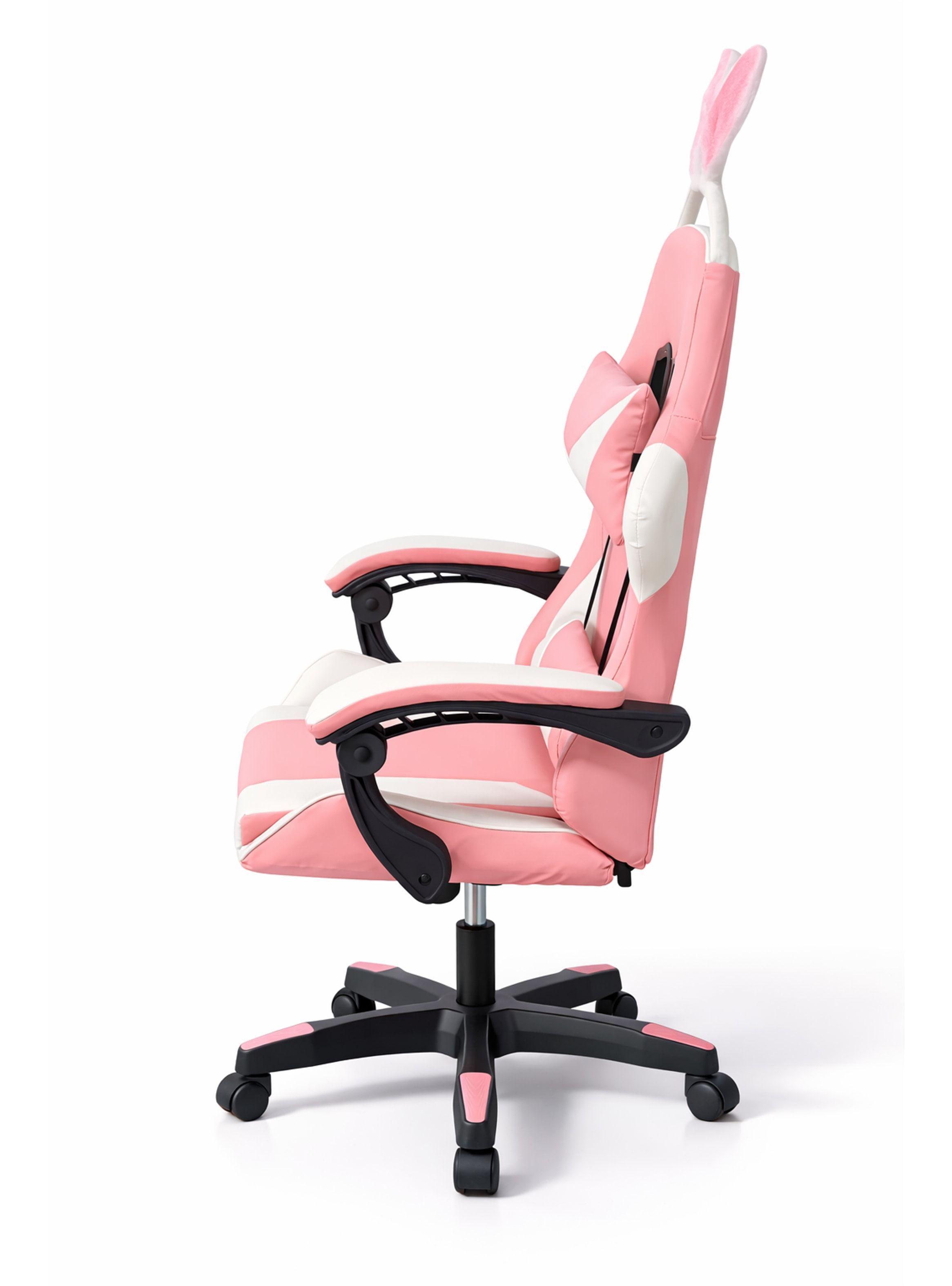 Silla Gamer Profesional Reclinable Calidad Premiun Homer Rosa Oreja-3