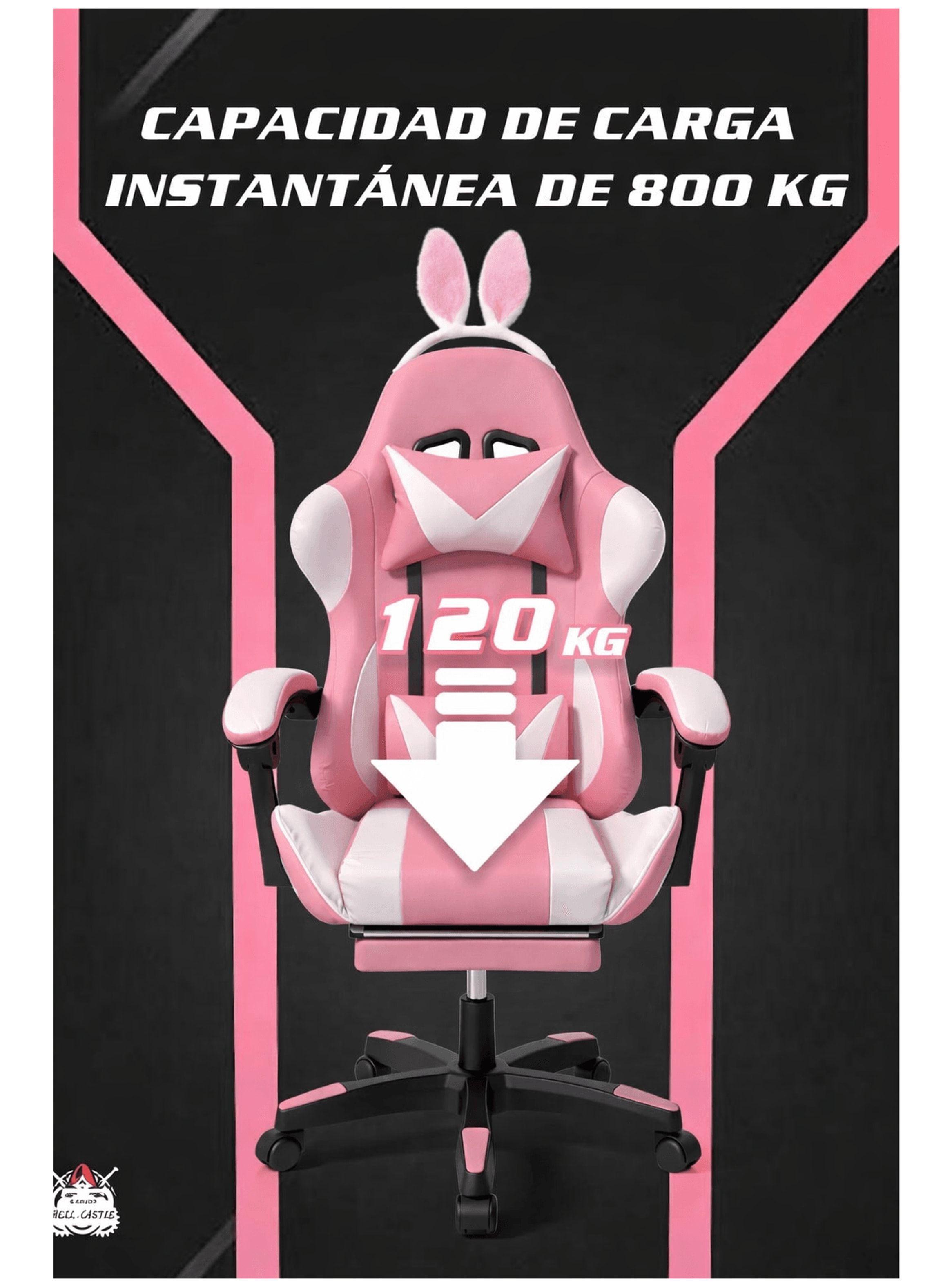 Silla Gamer Profesional Reclinable Calidad Premiun Homer Rosa Oreja-7