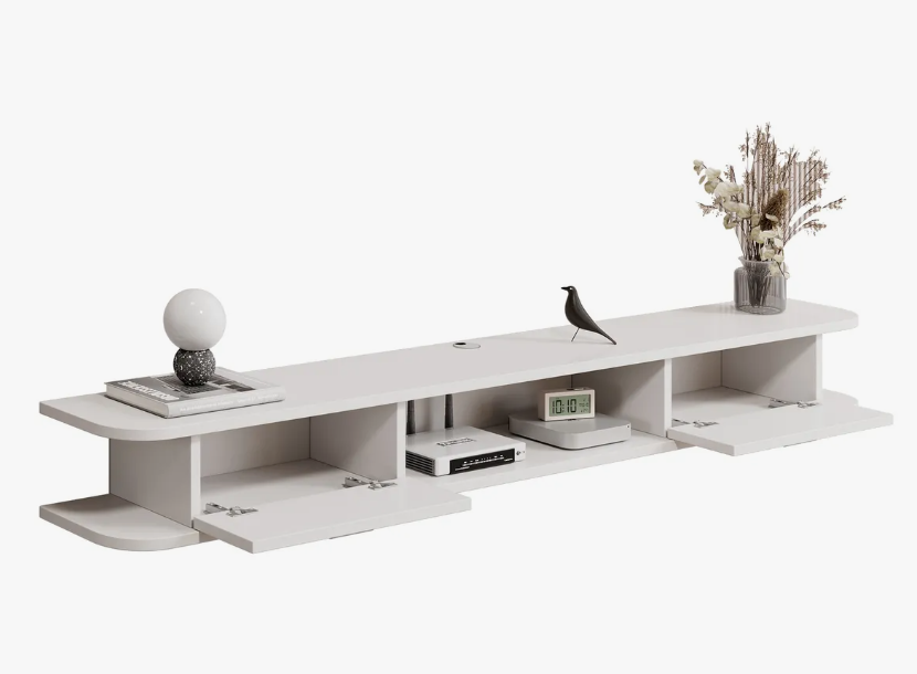 Rack Tv 140x24x18cm Flotante Melamina Homer Design 2 Cajones-3