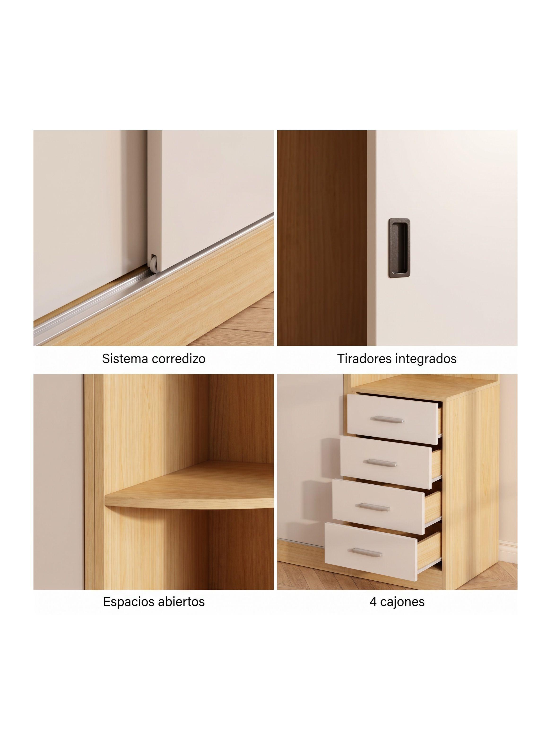 Clóset Théo Con Puertas Correderas Y Cajones Para Dormitorio-3