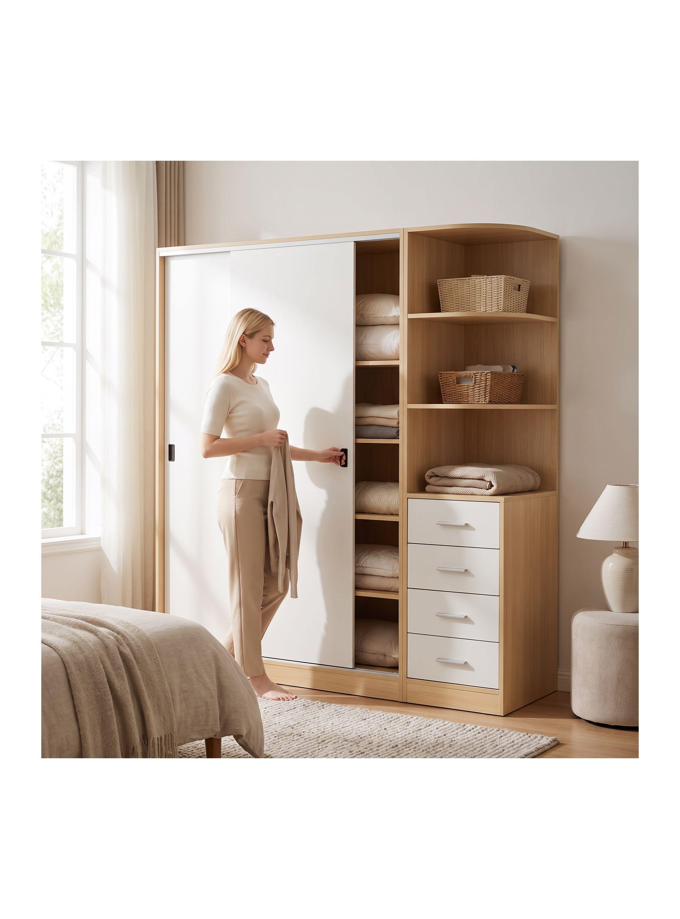 Clóset Théo Con Puertas Correderas Y Cajones Para Dormitorio-5