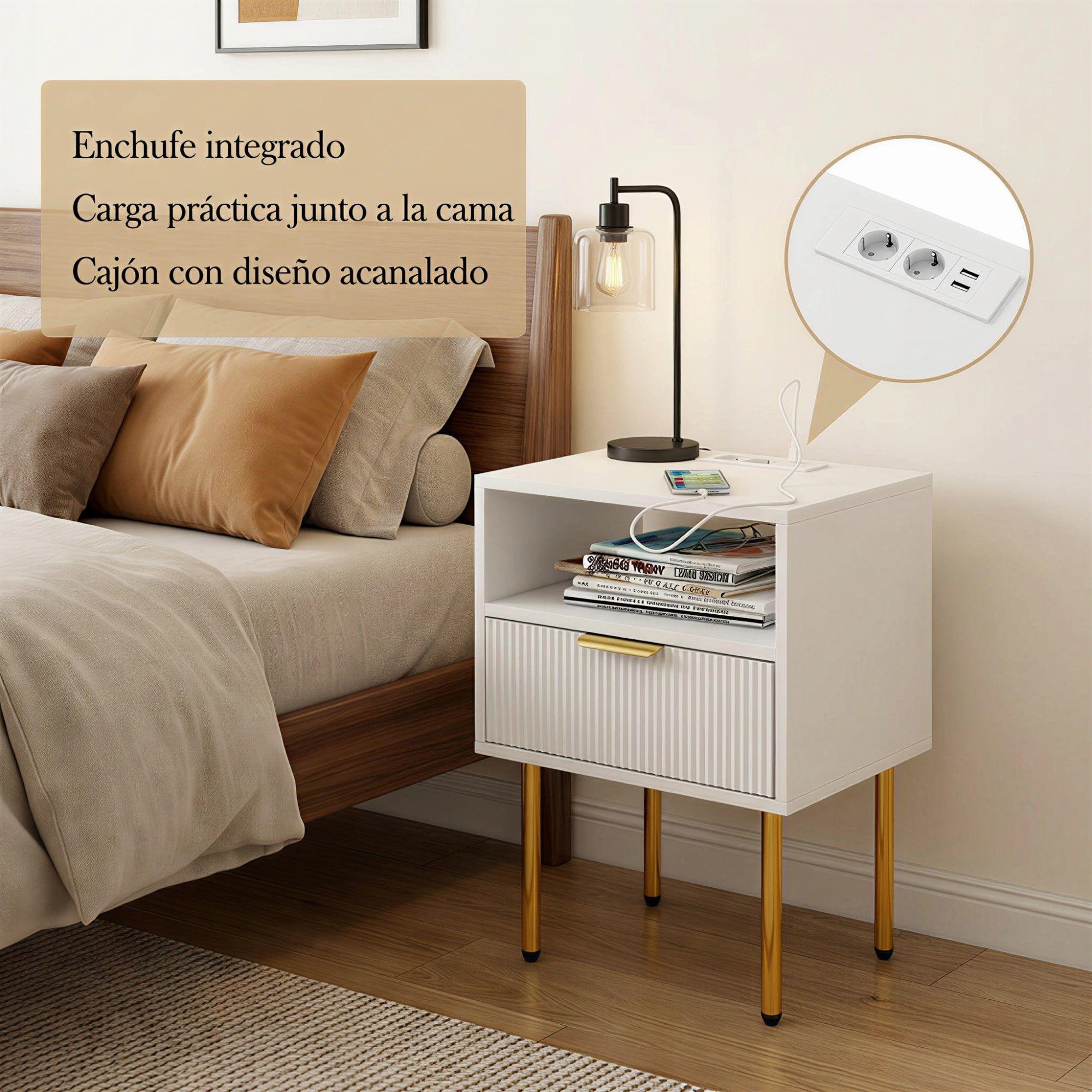 Velador Homer Design Europeo Con Enchufes 40x30x57cm-1