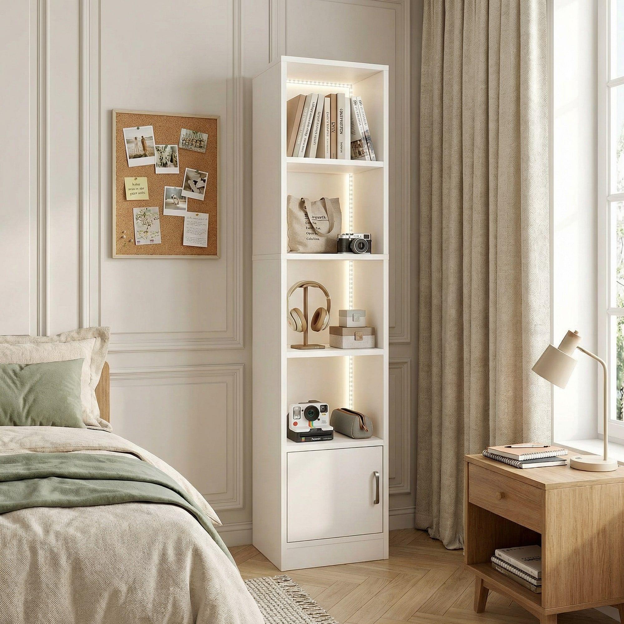 Estante Repisa Para Libros Decoración Con Luz 40 De Ancho Blanco-2