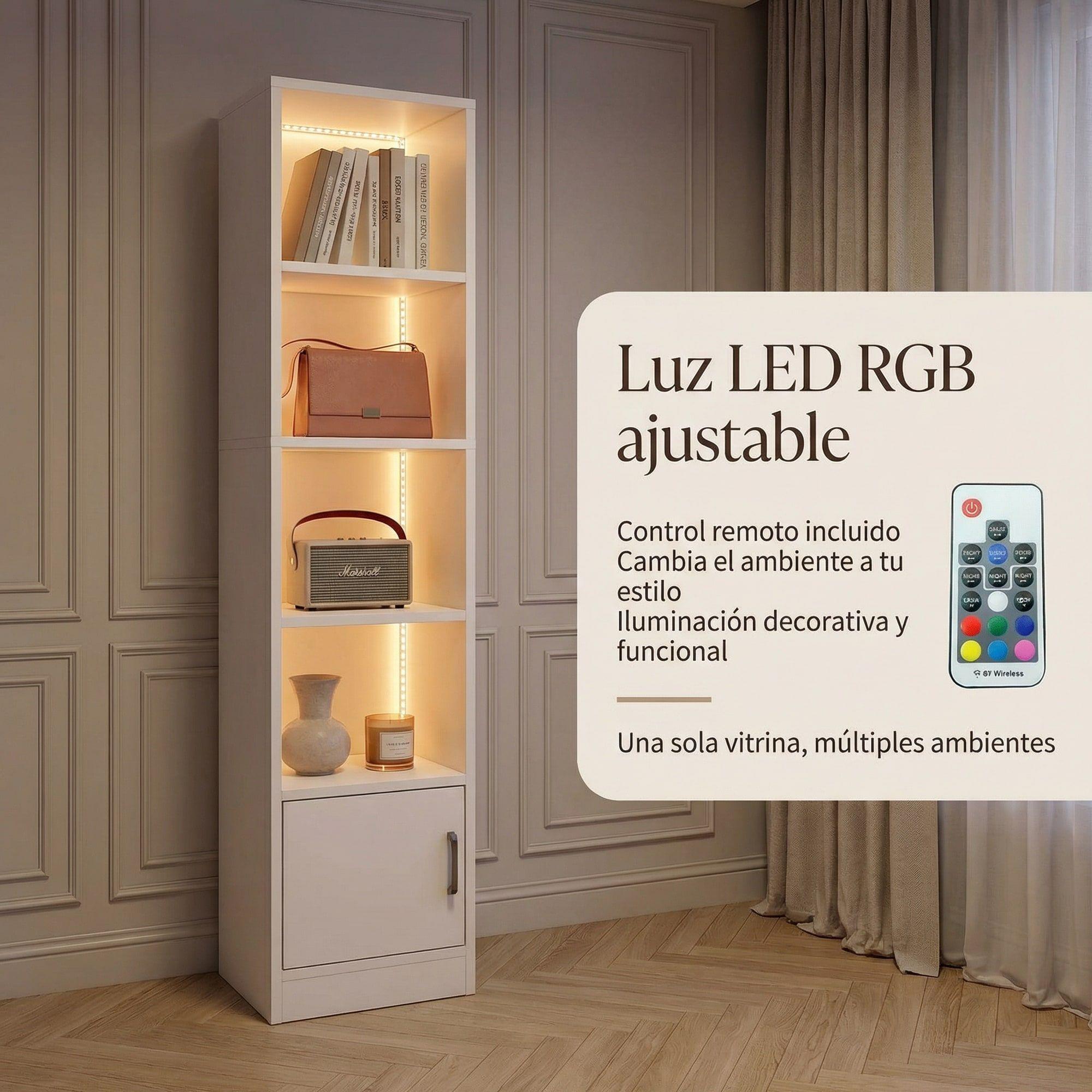 Estante Repisa Para Libros Decoración Con Luz 40 De Ancho Blanco-4