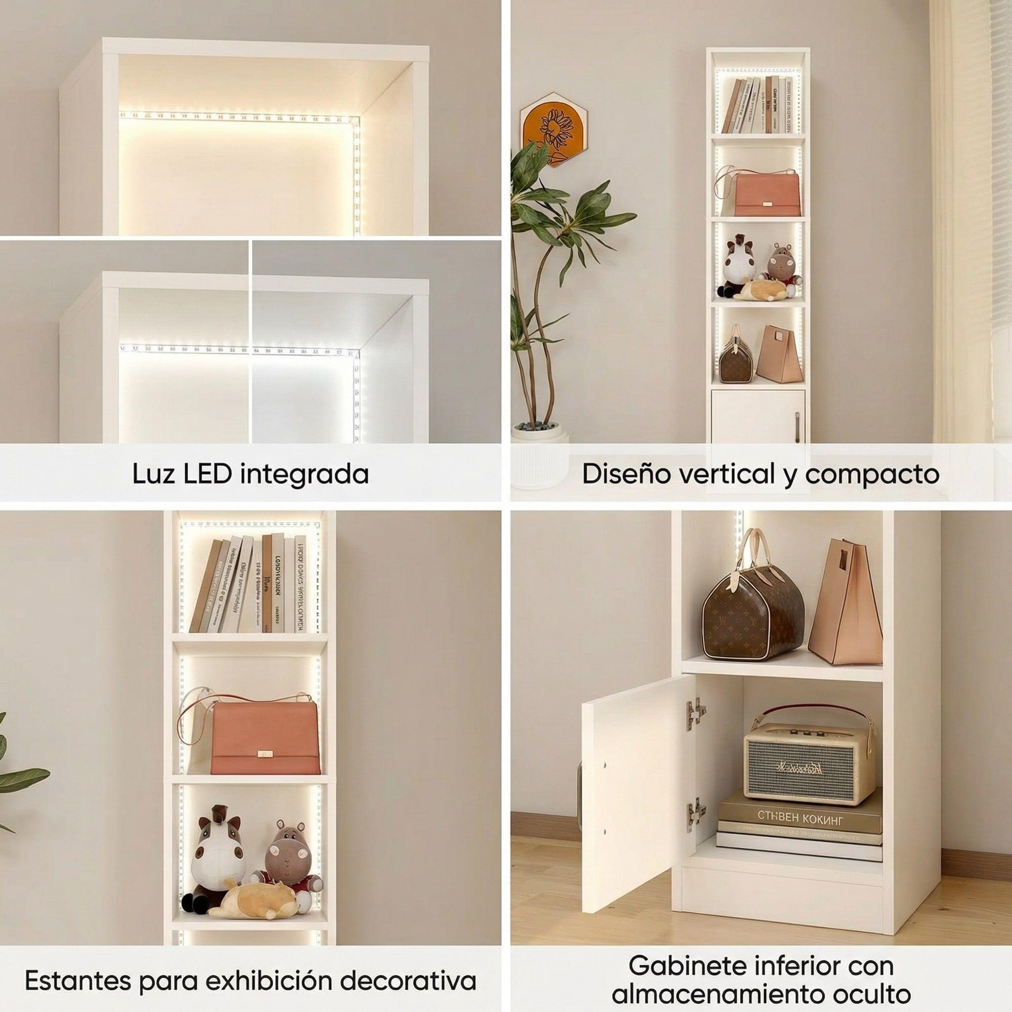 Estante Repisa Para Libros Decoración Con Luz 40 De Ancho Blanco-5