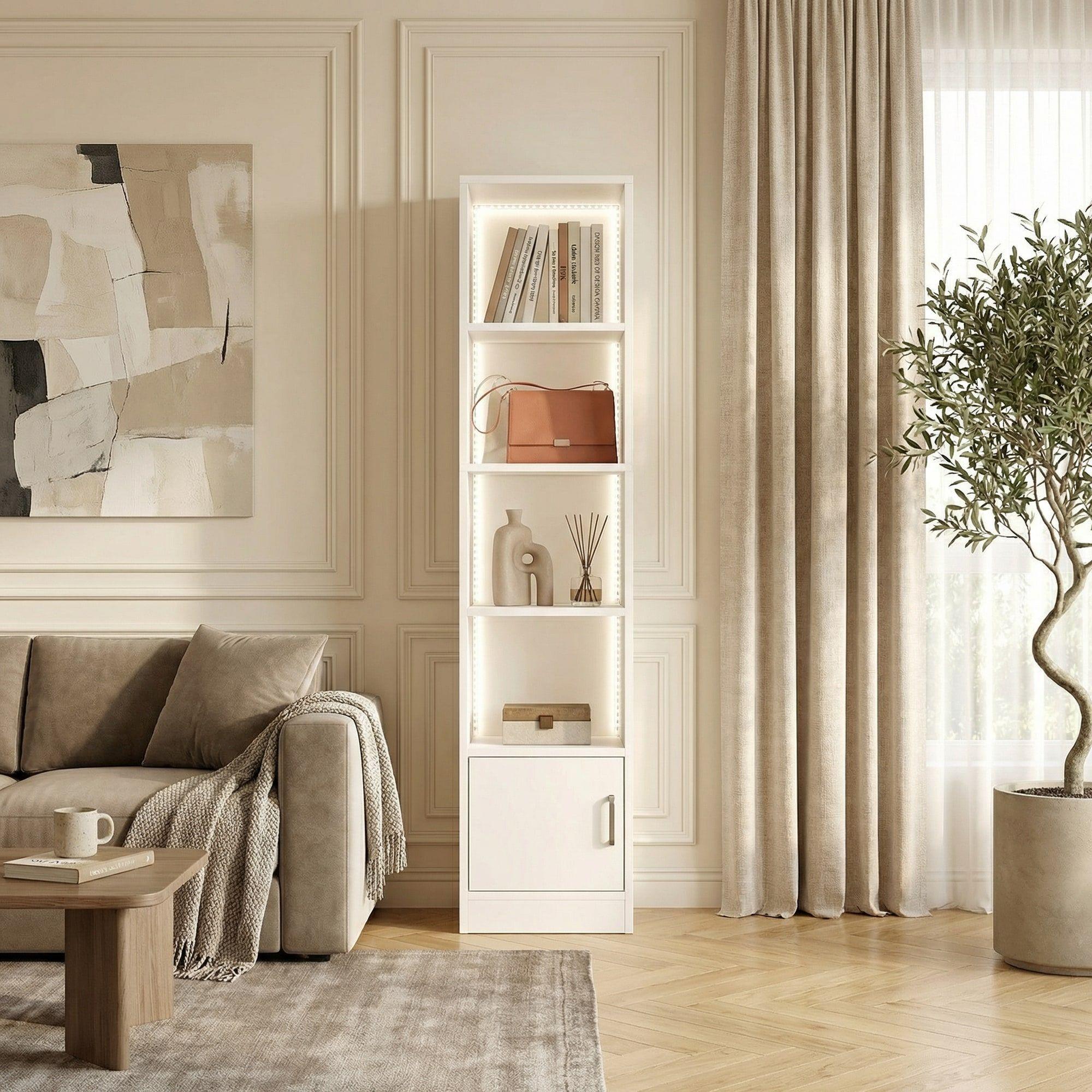 Estante Repisa Para Libros Decoración Con Luz 40 De Ancho Blanco-6