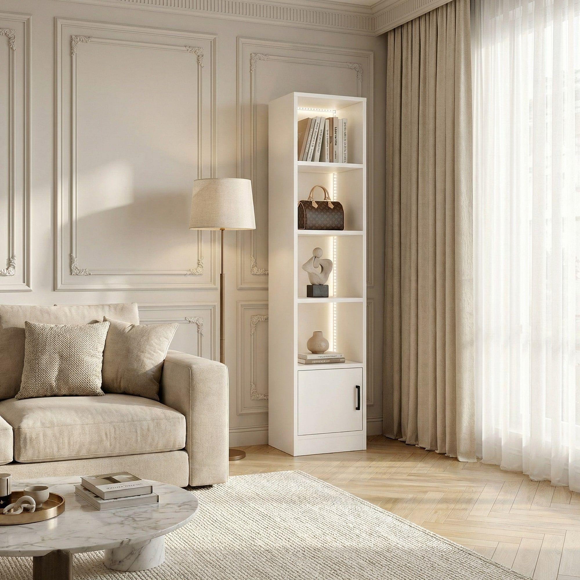Estante Repisa Para Libros Decoración Con Luz 40 De Ancho Blanco-7