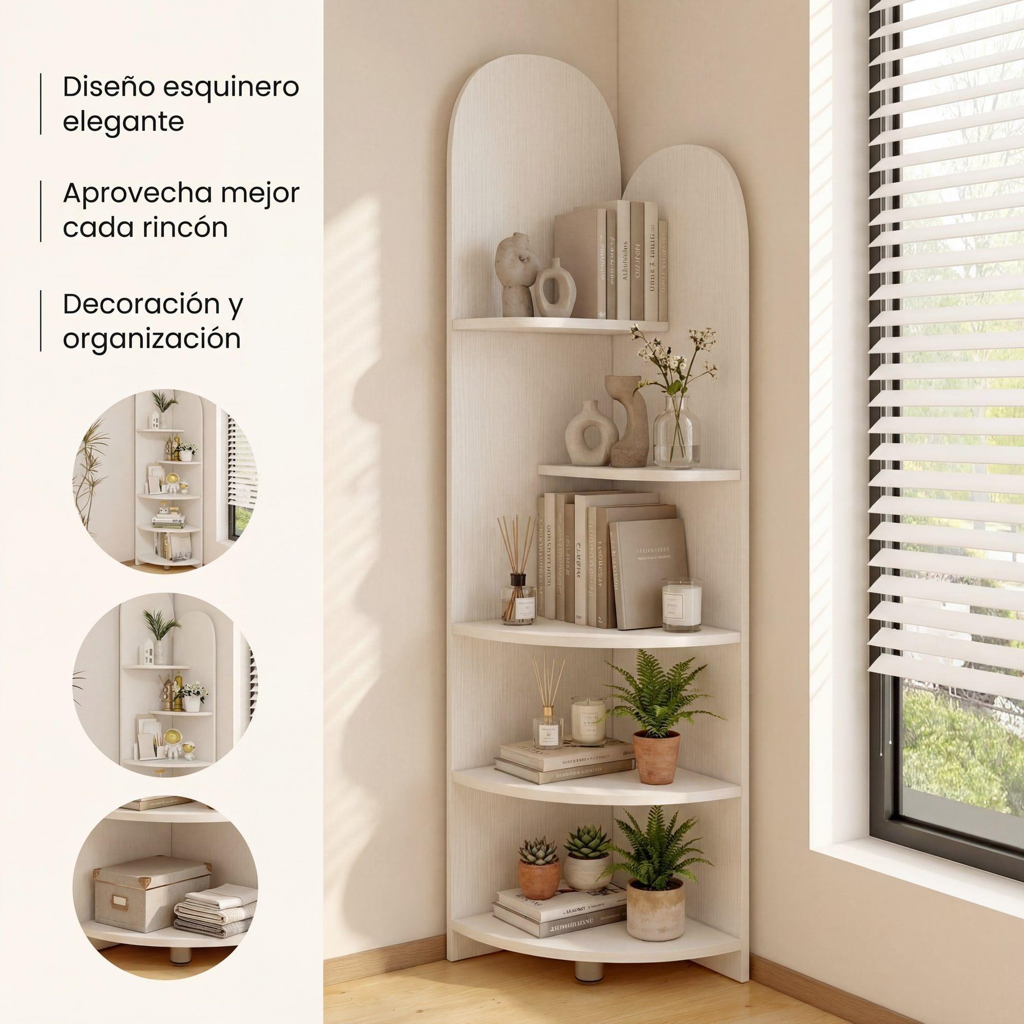 Organizador Repisa Estante Esquinero Librero Decoraciones Blanco-1