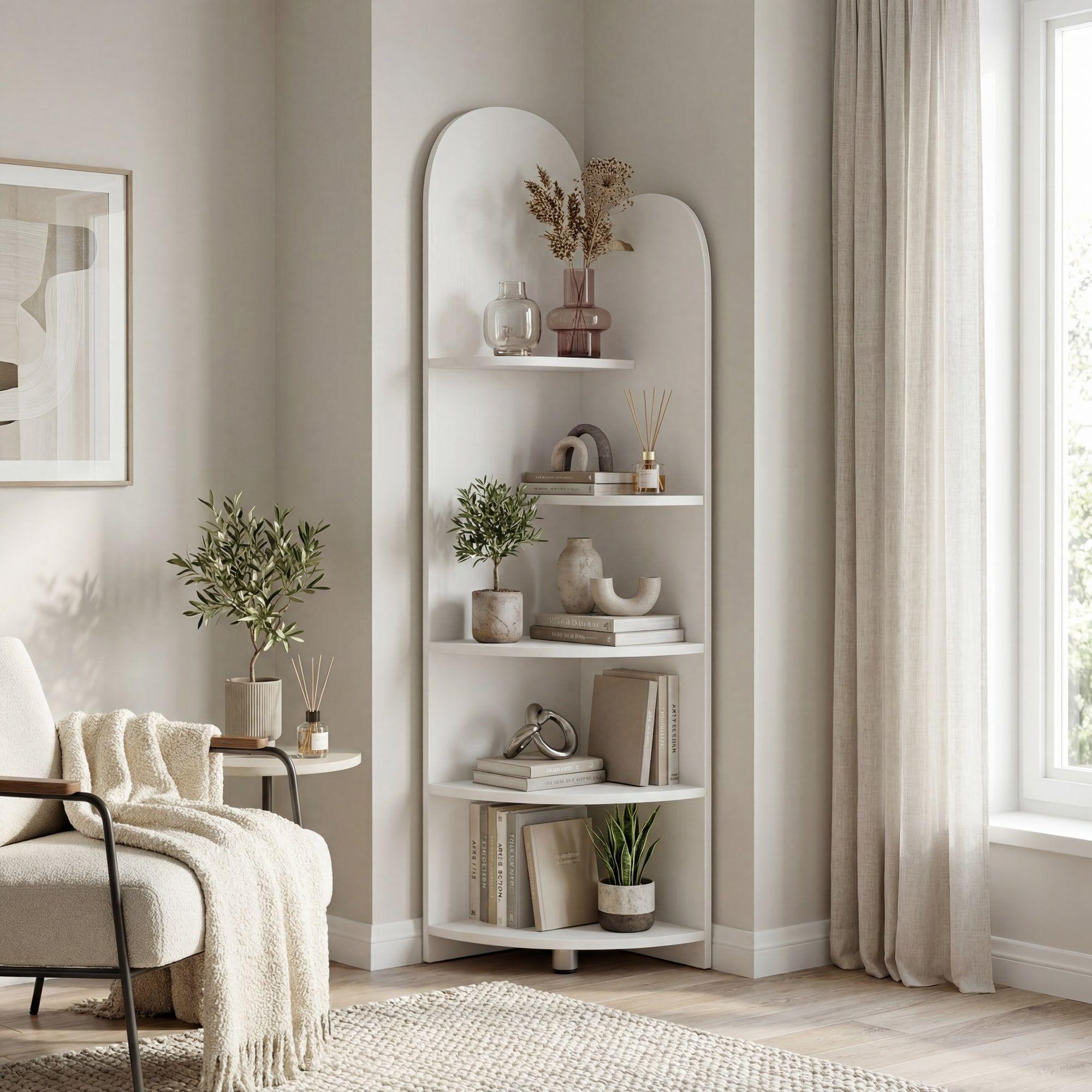 Organizador Repisa Estante Esquinero Librero Decoraciones Blanco-2