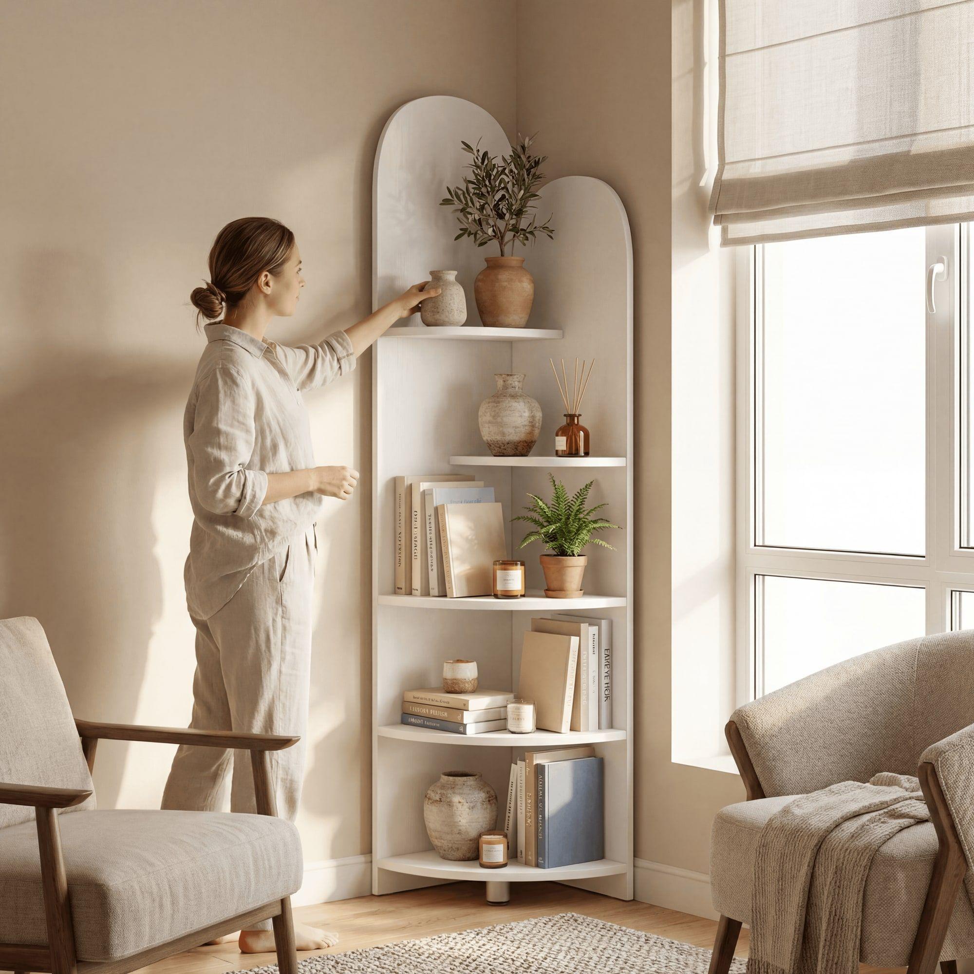 Organizador Repisa Estante Esquinero Librero Decoraciones Blanco-4