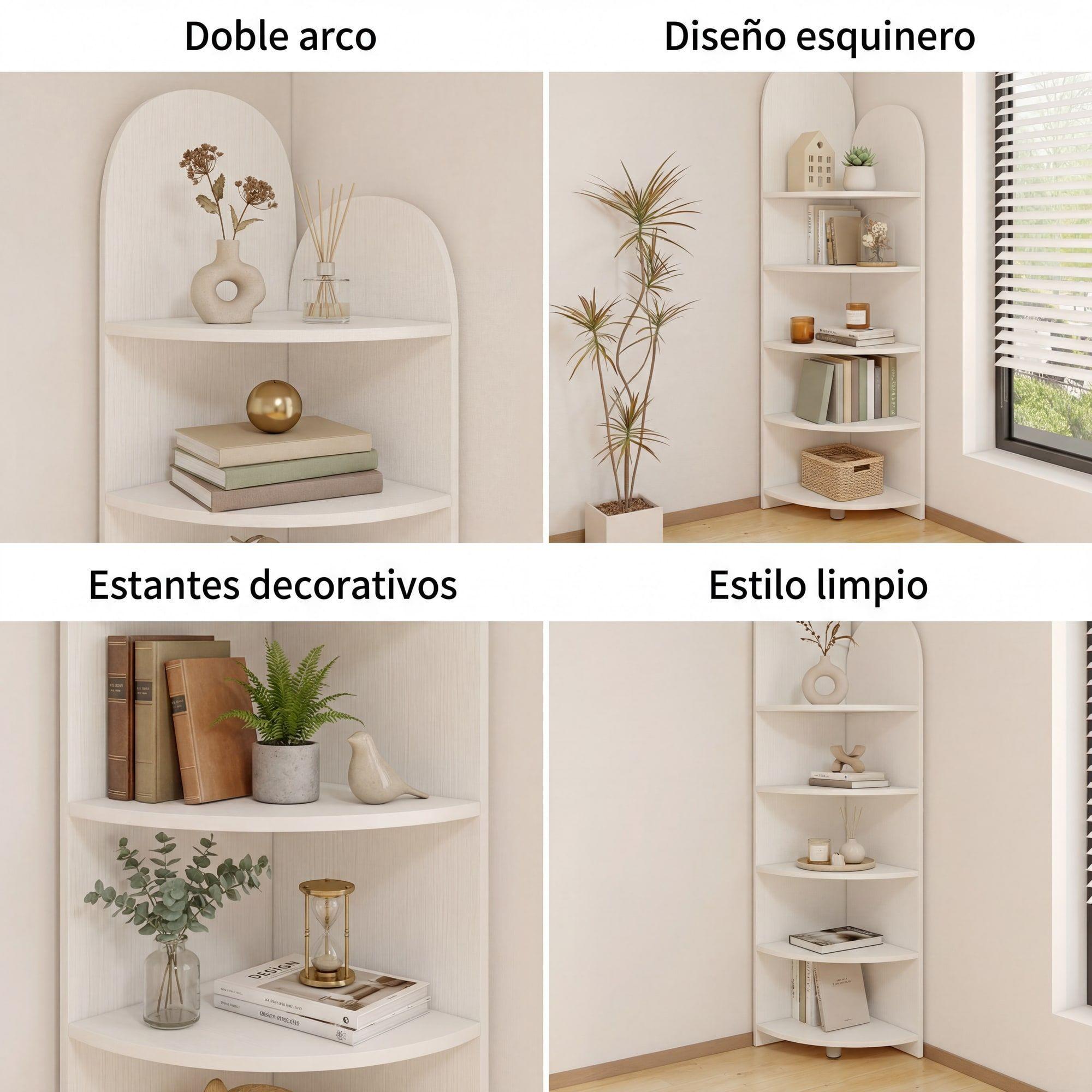 Organizador Repisa Estante Esquinero Librero Decoraciones Blanco-5