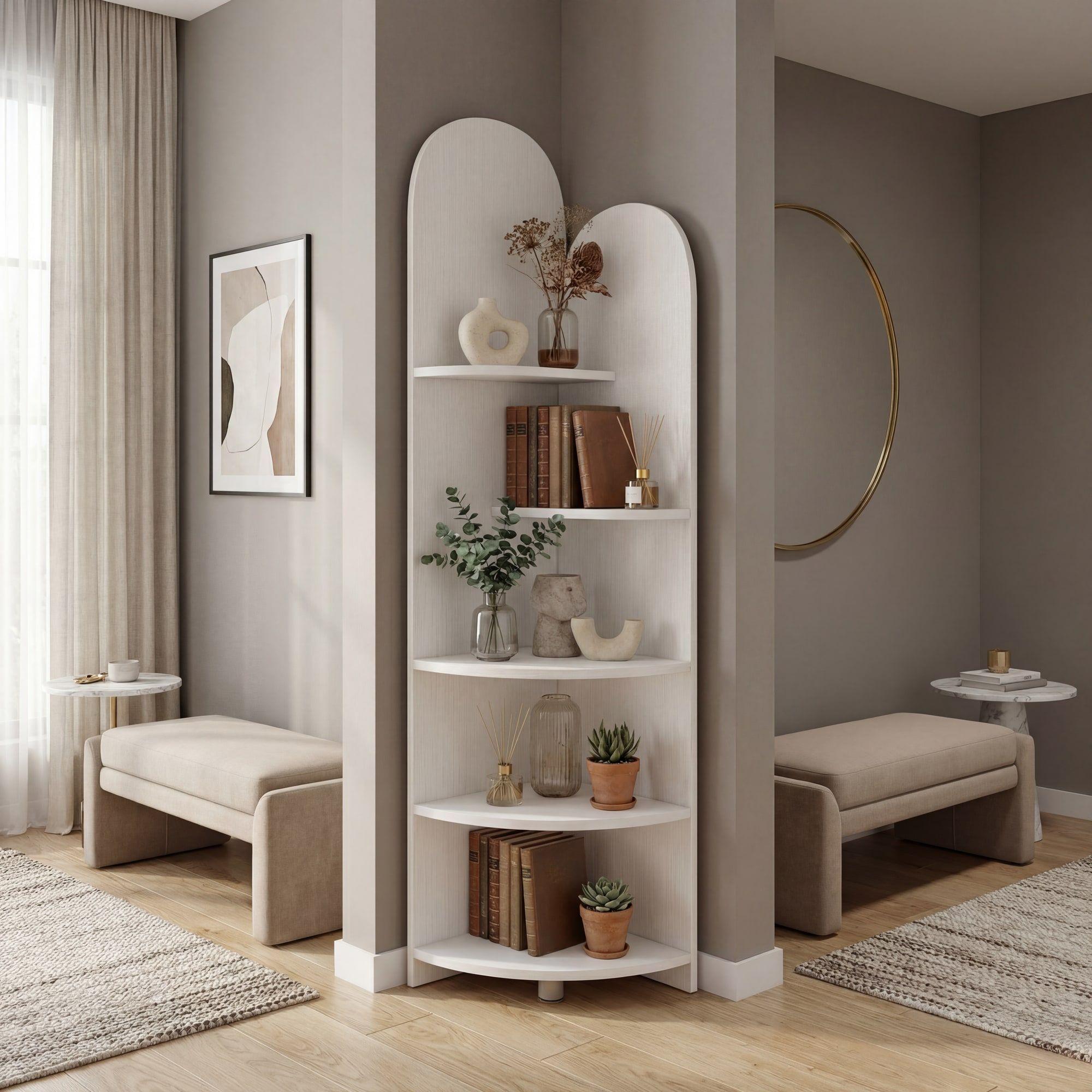 Organizador Repisa Estante Esquinero Librero Decoraciones Blanco-6