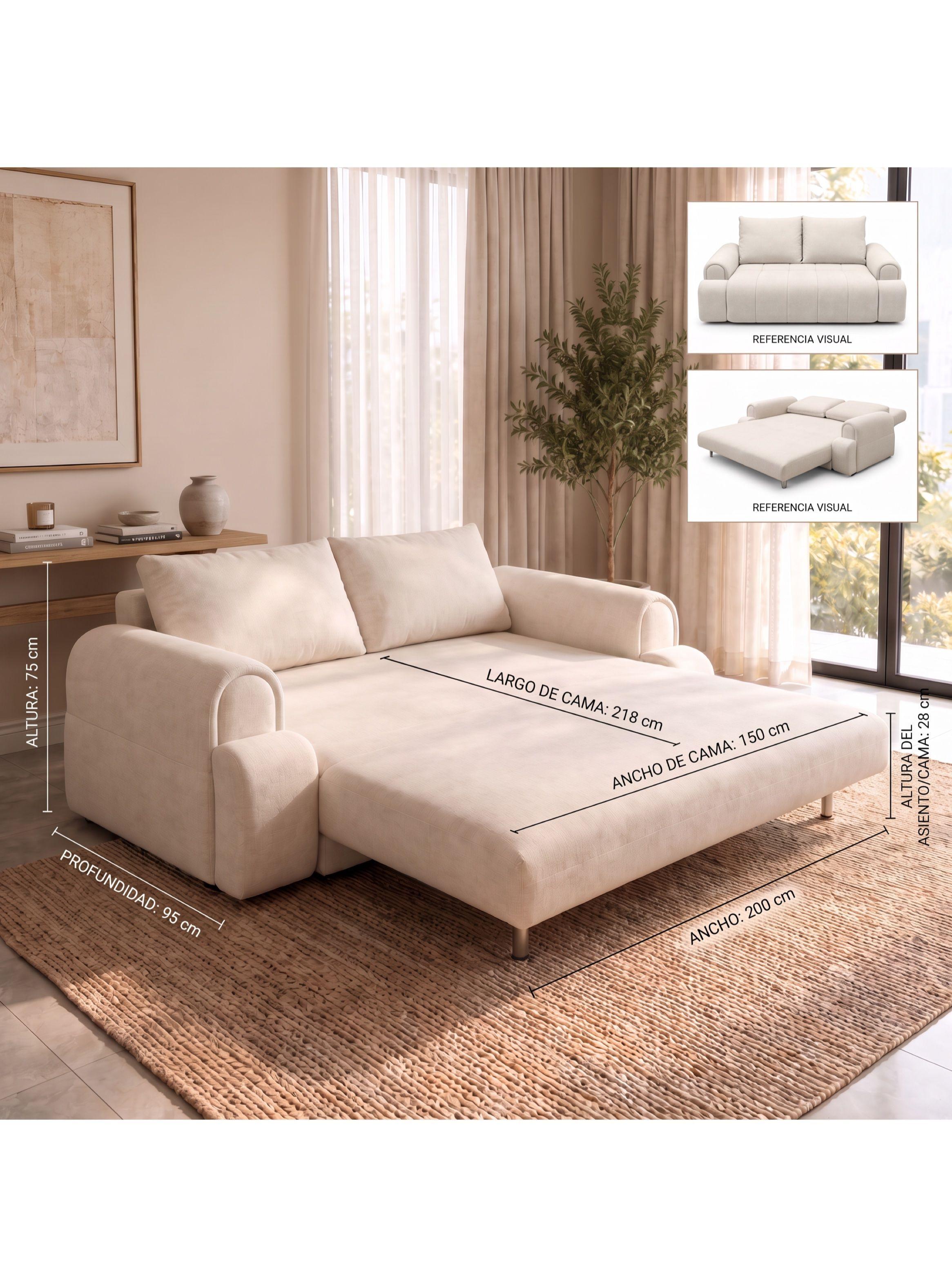 Sofá Cama Convertible De 3 Cuerpos Tapizado En Lino 200 Cm-2