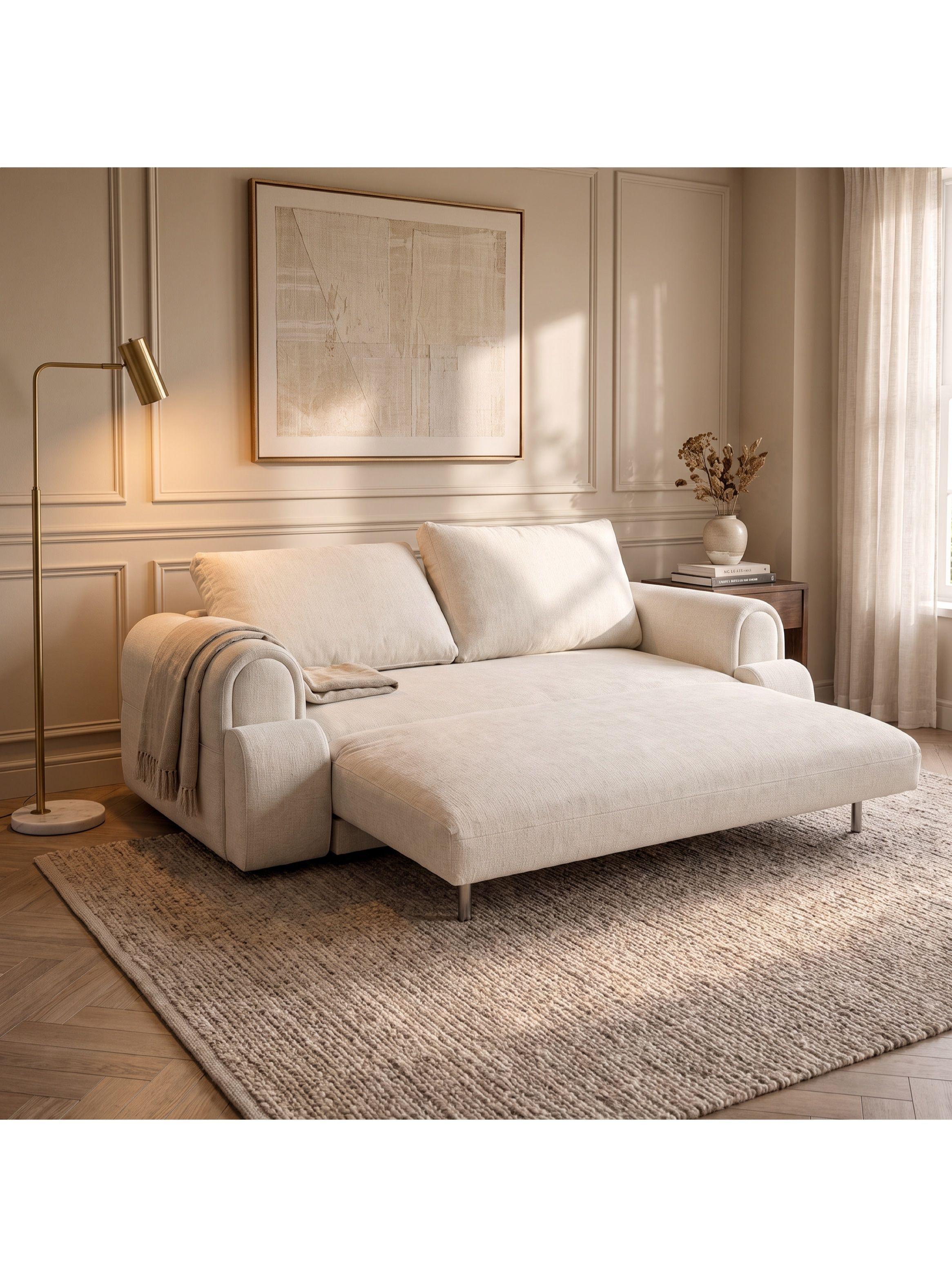 Sofá Cama Convertible De 3 Cuerpos Tapizado En Lino 200 Cm-4