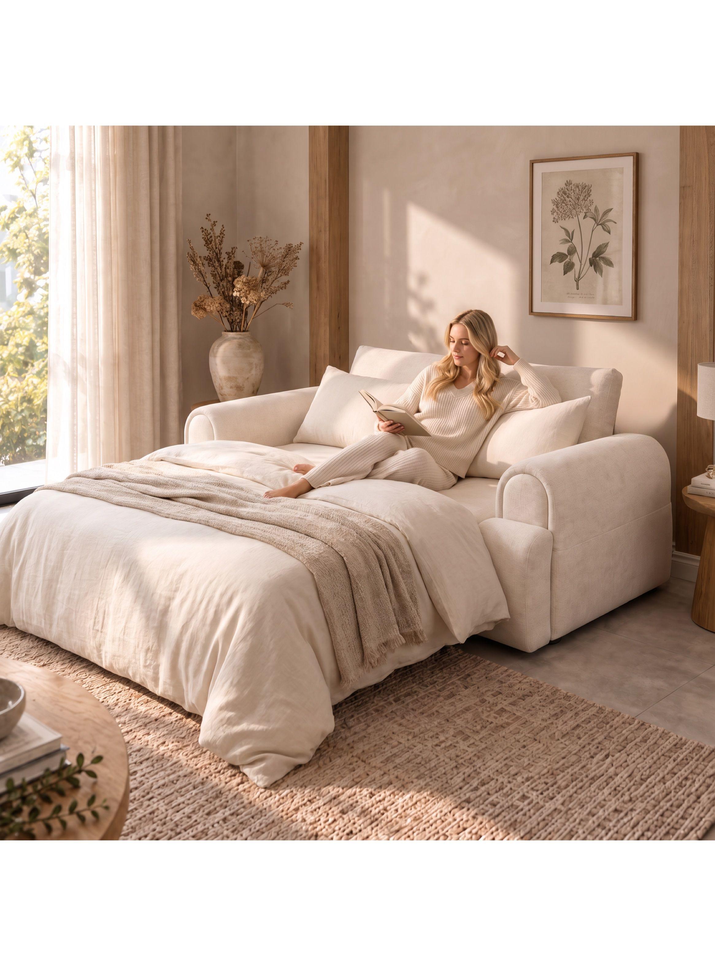 Sofá Cama Convertible De 3 Cuerpos Tapizado En Lino 200 Cm-5