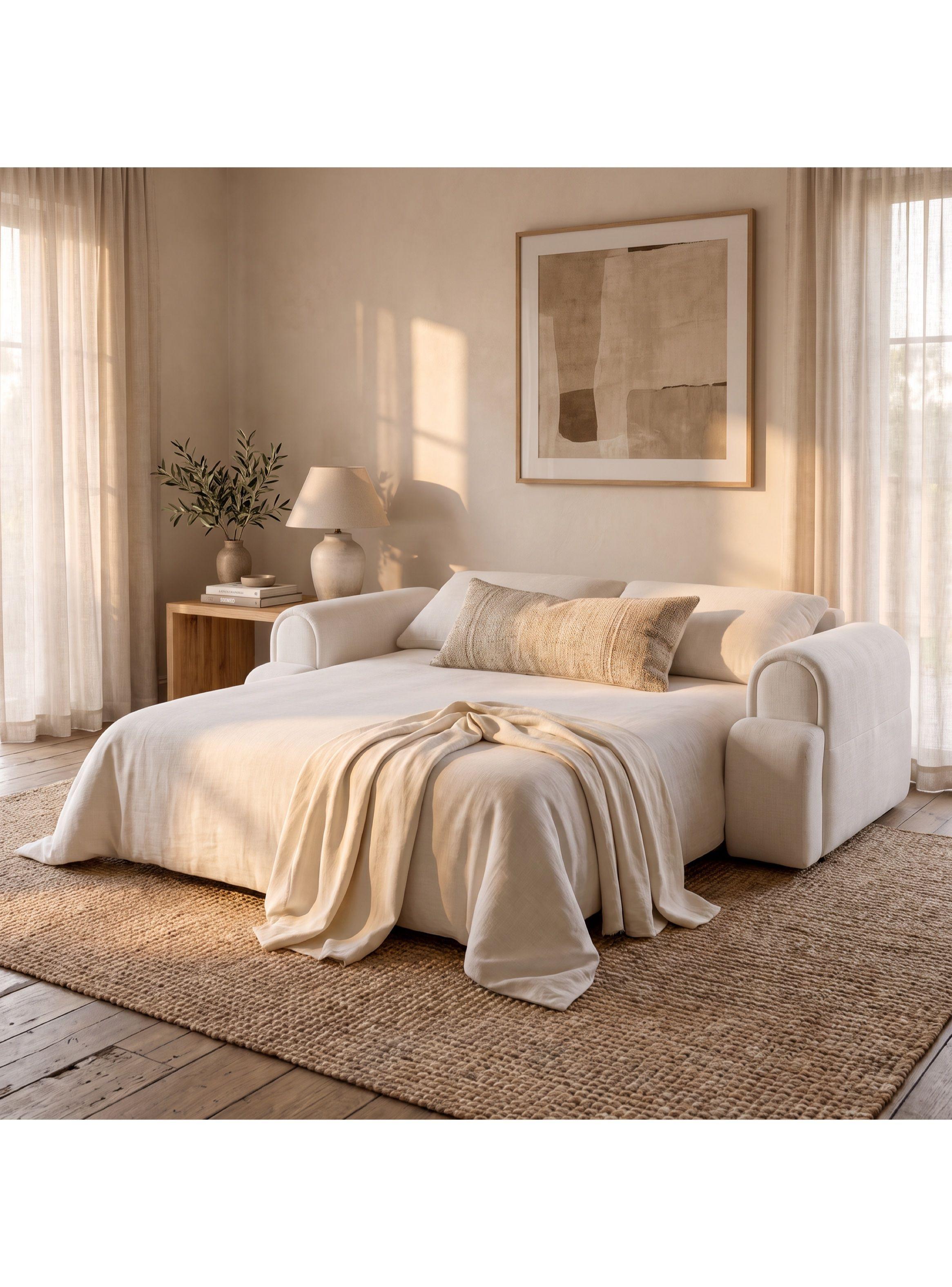 Sofá Cama Convertible De 3 Cuerpos Tapizado En Lino 200 Cm-6