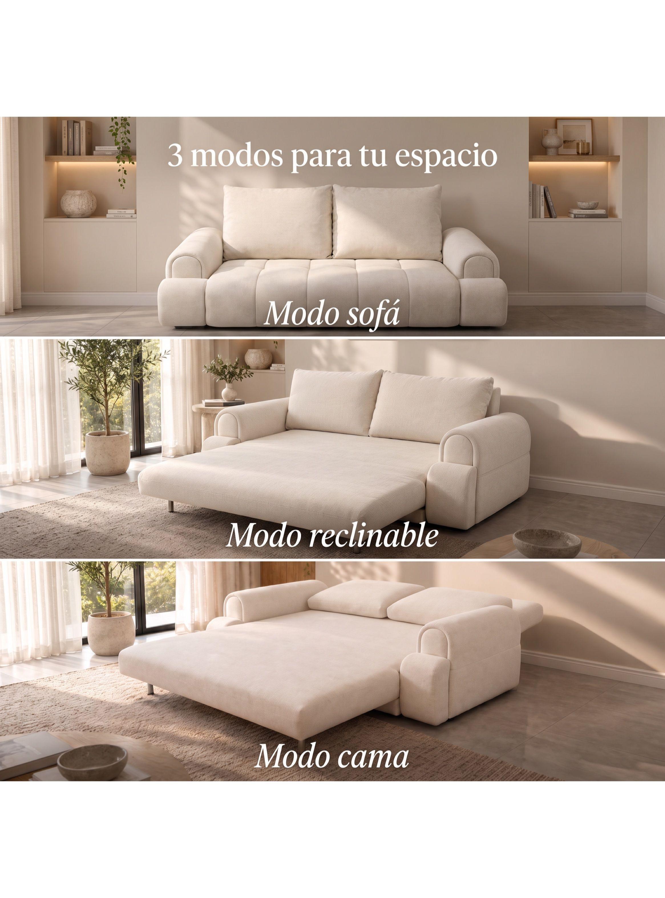 Sofá Cama Convertible De 3 Cuerpos Tapizado En Lino 200 Cm-7