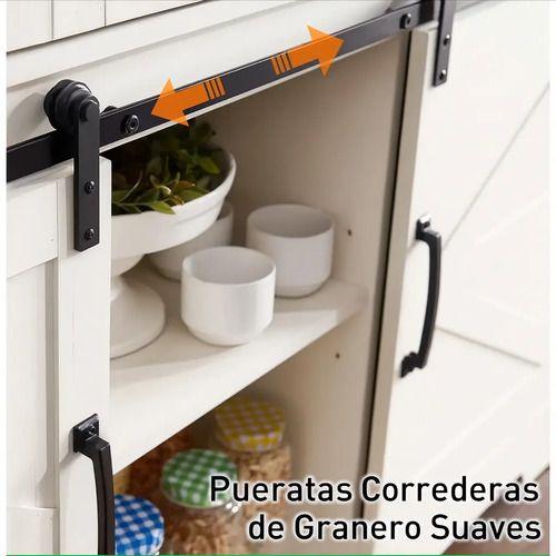 Buffet Aparador Cocina Europeo Puerta Delizante 136x40x87cm Blanco-3