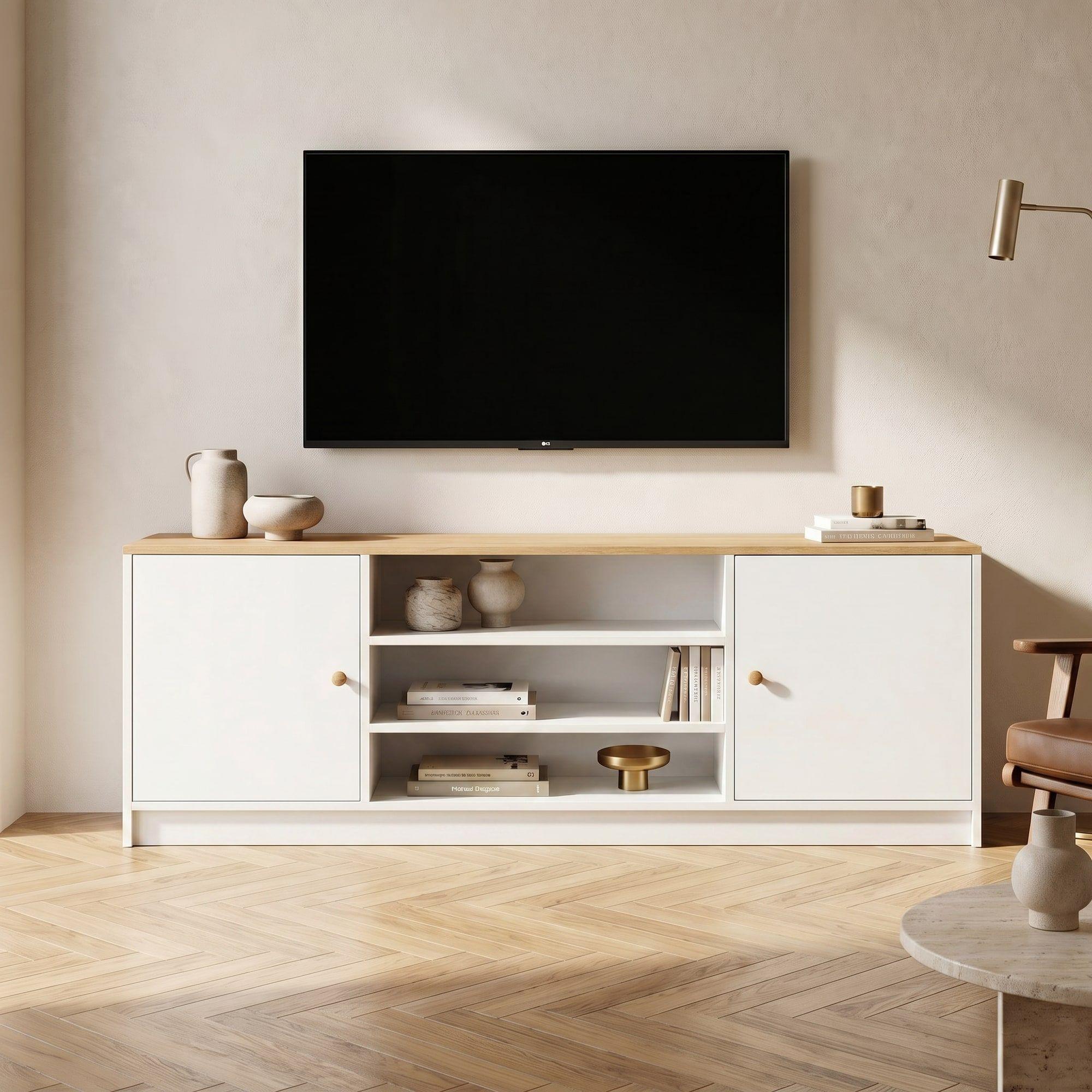 Rack Tv 140x29x54cm 3 Cajones 2 Puerta Melamina Homer Design-0