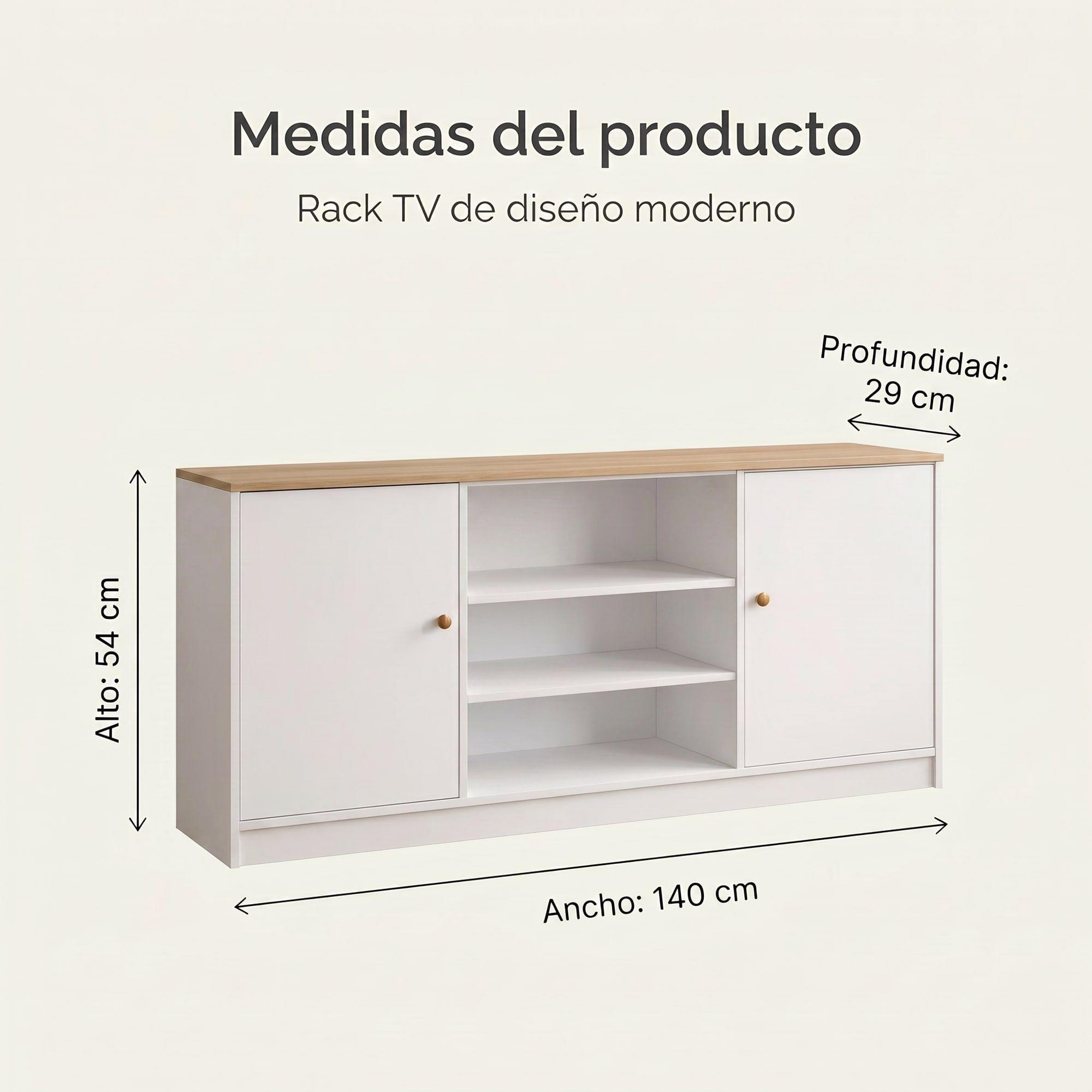 Rack Tv 140x29x54cm 3 Cajones 2 Puerta Melamina Homer Design-2