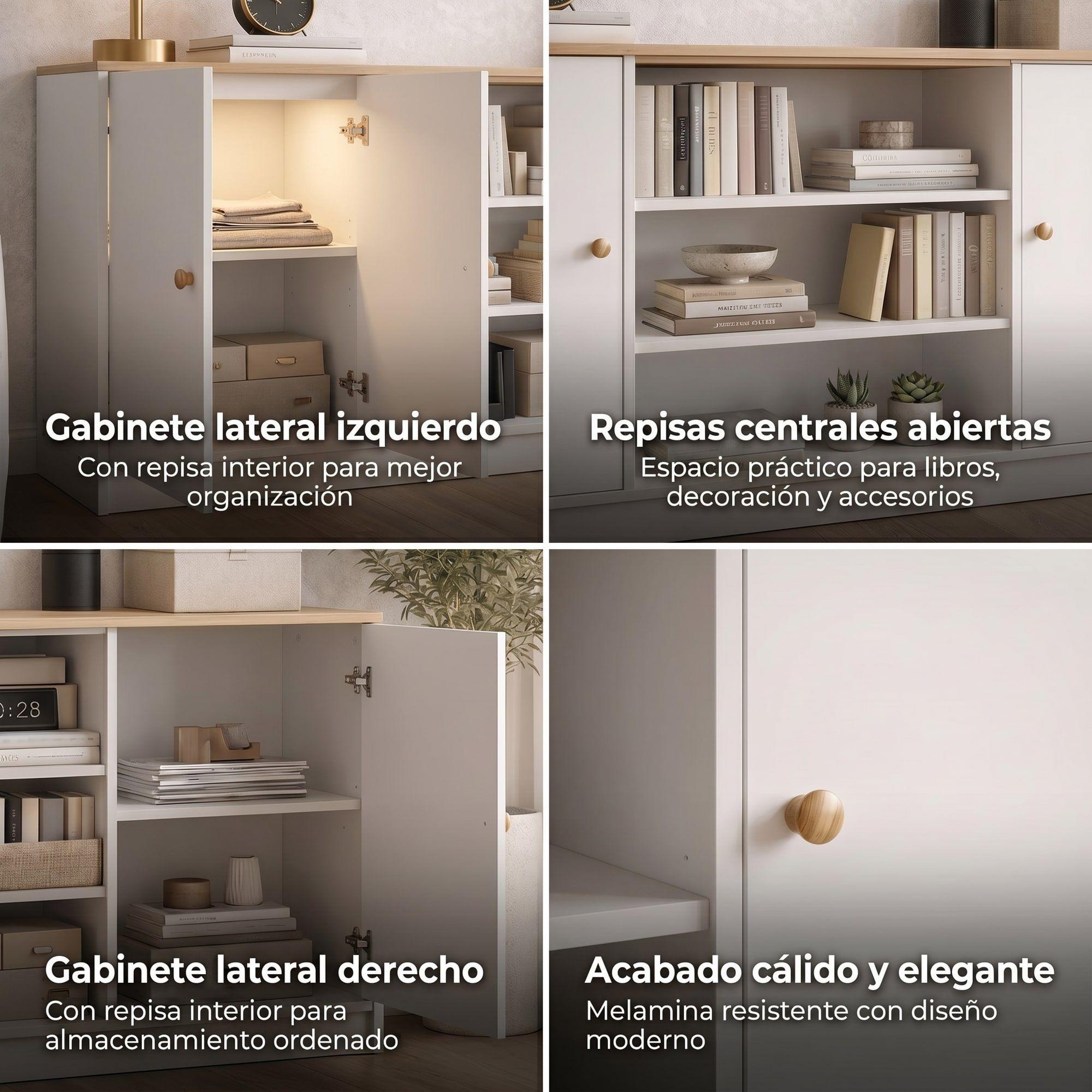 Rack Tv 140x29x54cm 3 Cajones 2 Puerta Melamina Homer Design-3