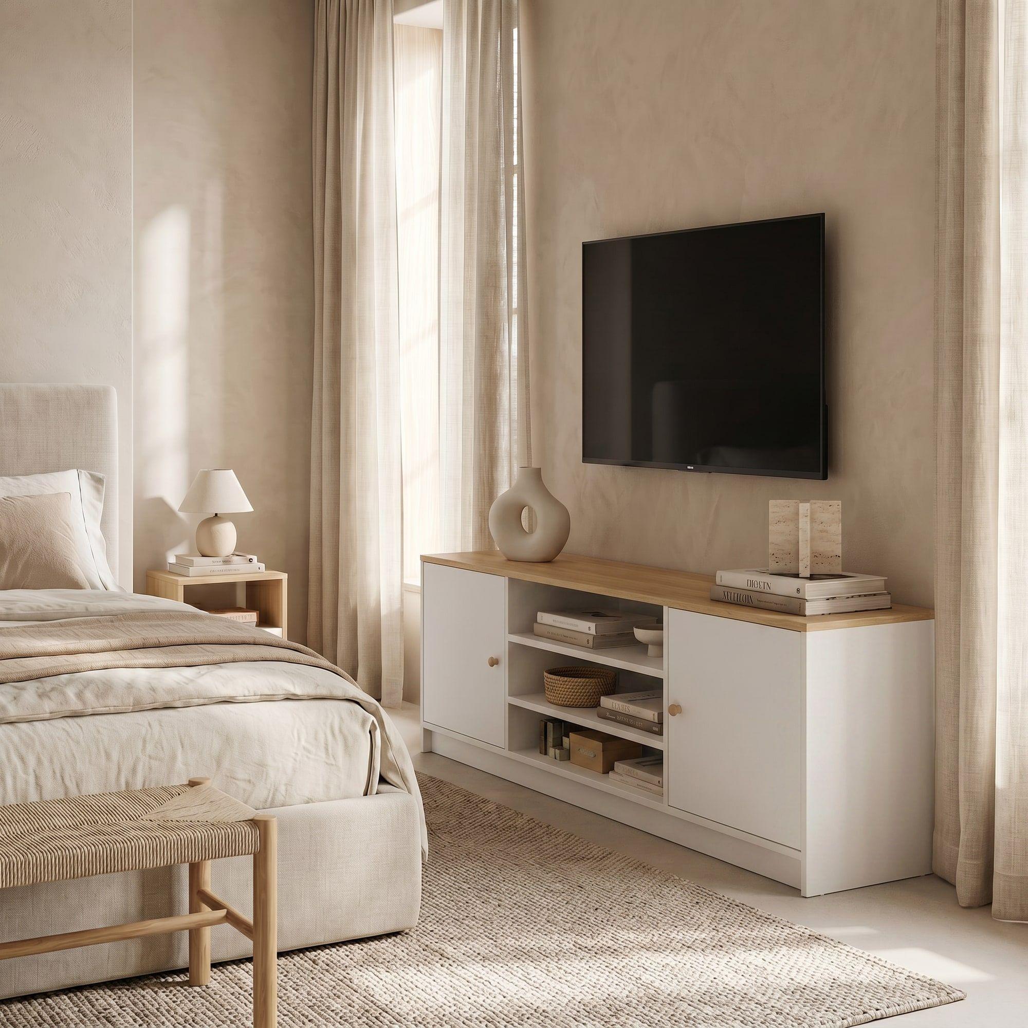 Rack Tv 140x29x54cm 3 Cajones 2 Puerta Melamina Homer Design-4