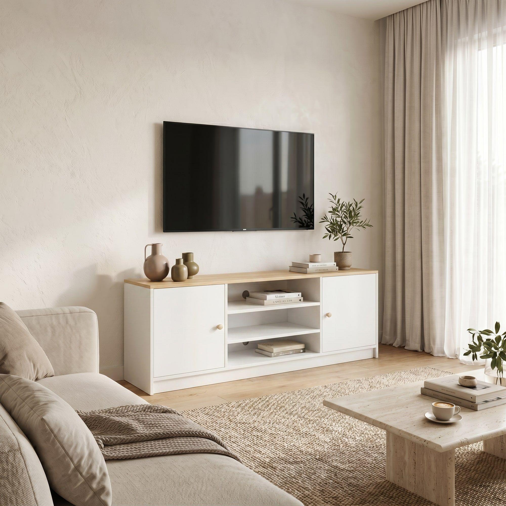 Rack Tv 140x29x54cm 3 Cajones 2 Puerta Melamina Homer Design-5