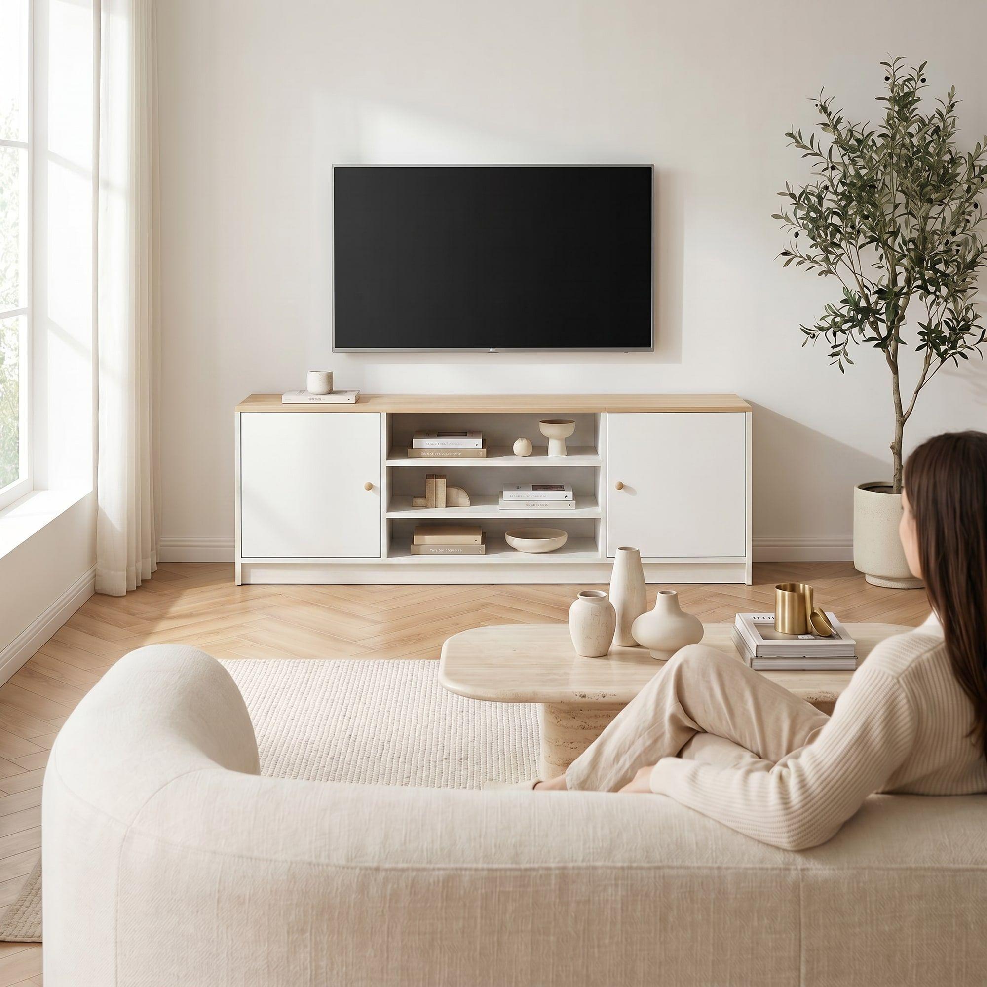 Rack Tv 140x29x54cm 3 Cajones 2 Puerta Melamina Homer Design-7