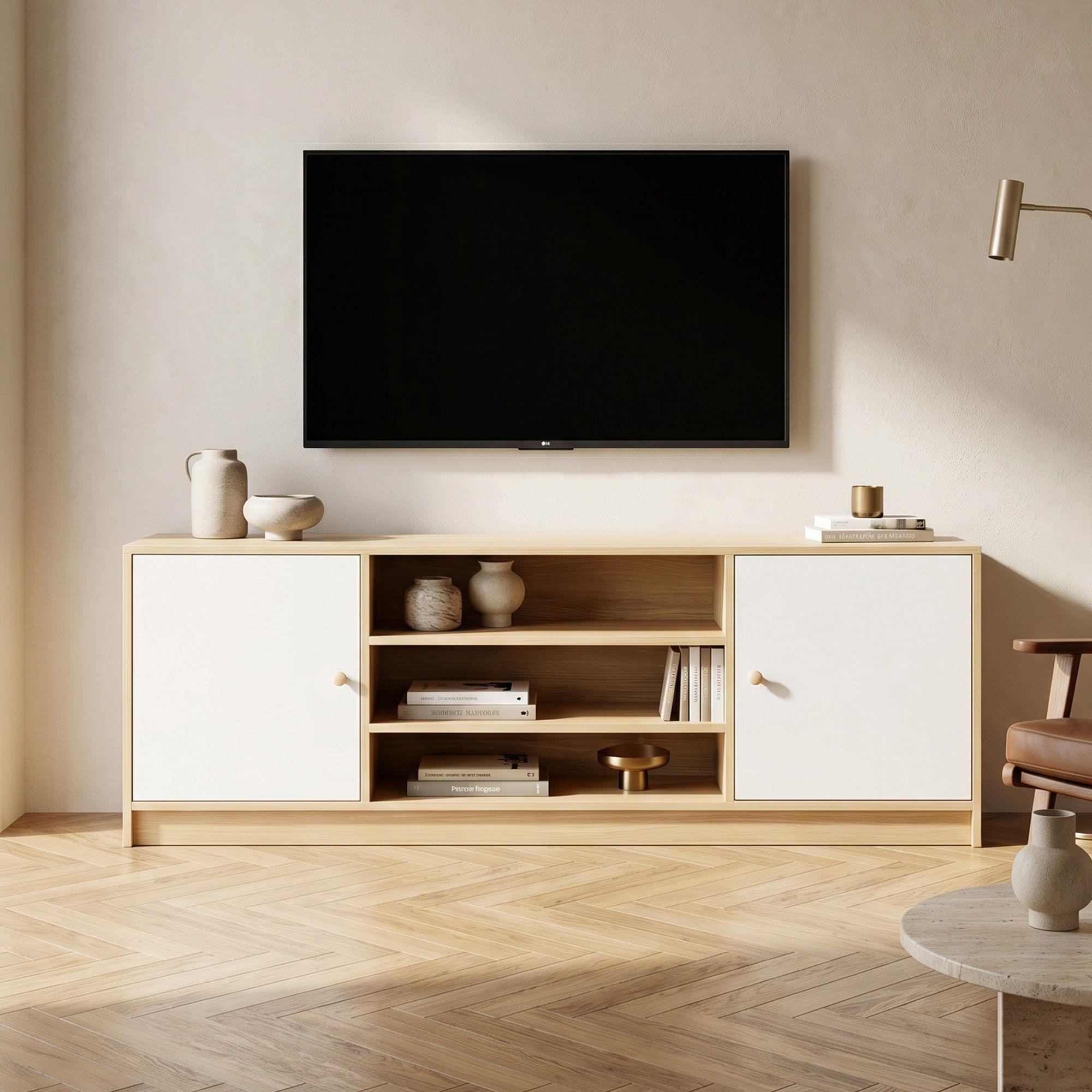 Rack Tv 140x29x54cm 3 Cajones 2 Puerta Melamina Homer Design-0