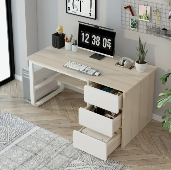 Escritorio Pata Metal Oficina Cajon 140x50x74cm Homer Design-4