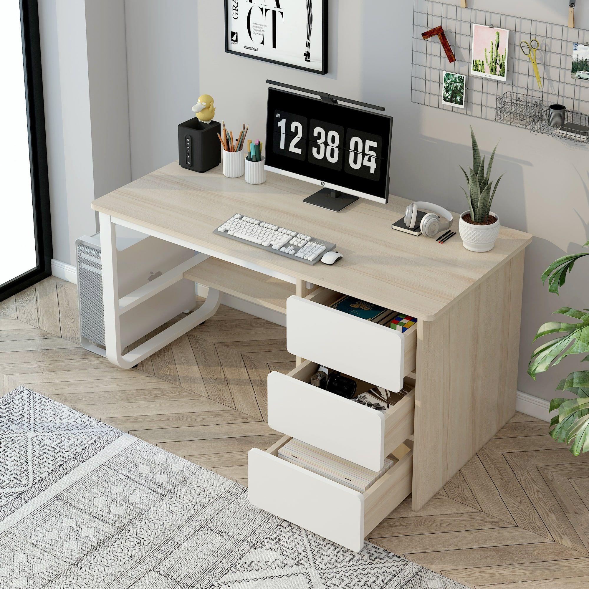 Escritorio Pata Metal Oficina Cajon 140x50x74cm Homer Design-2