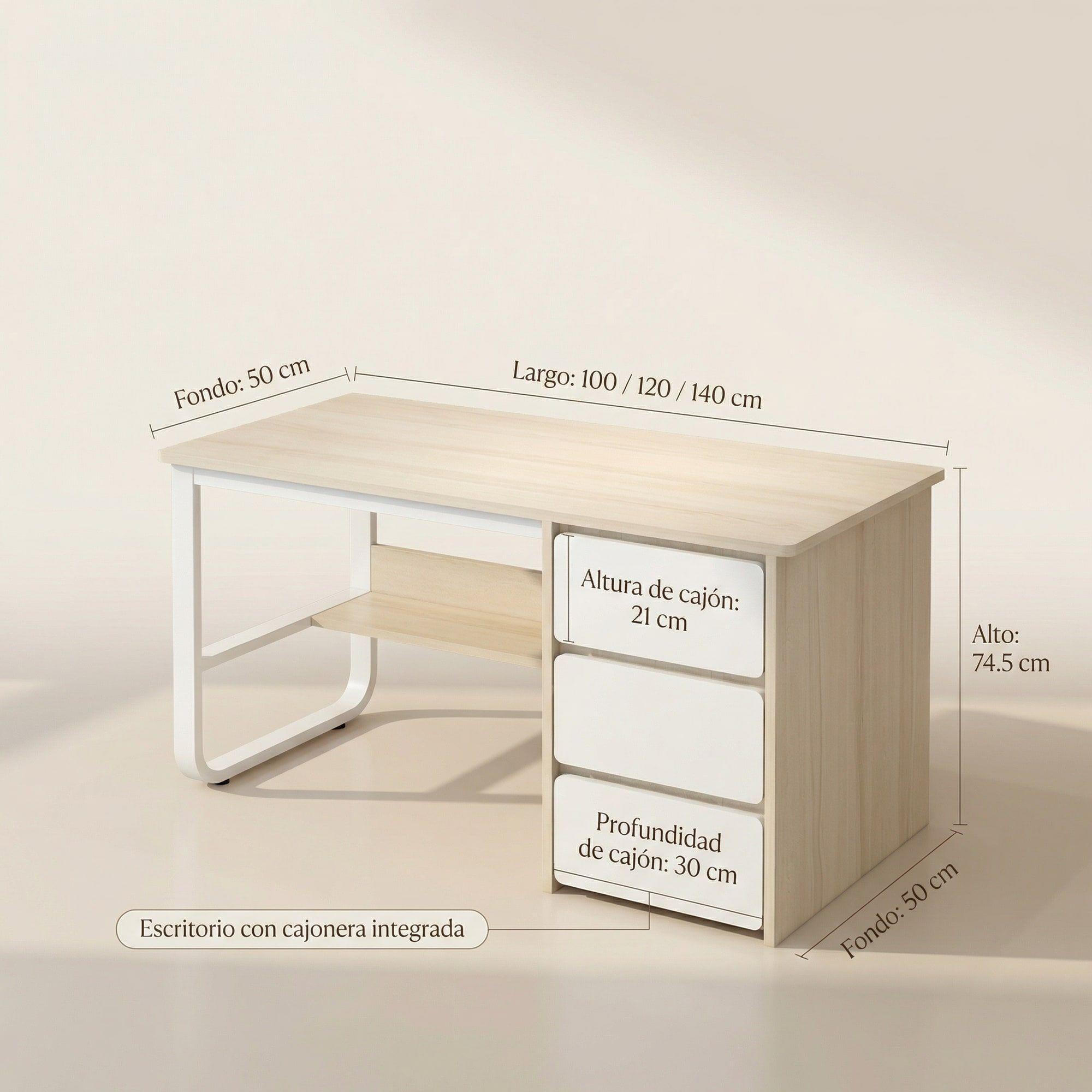 Escritorio Pata Metal Oficina Cajon 140x50x74cm Homer Design-3