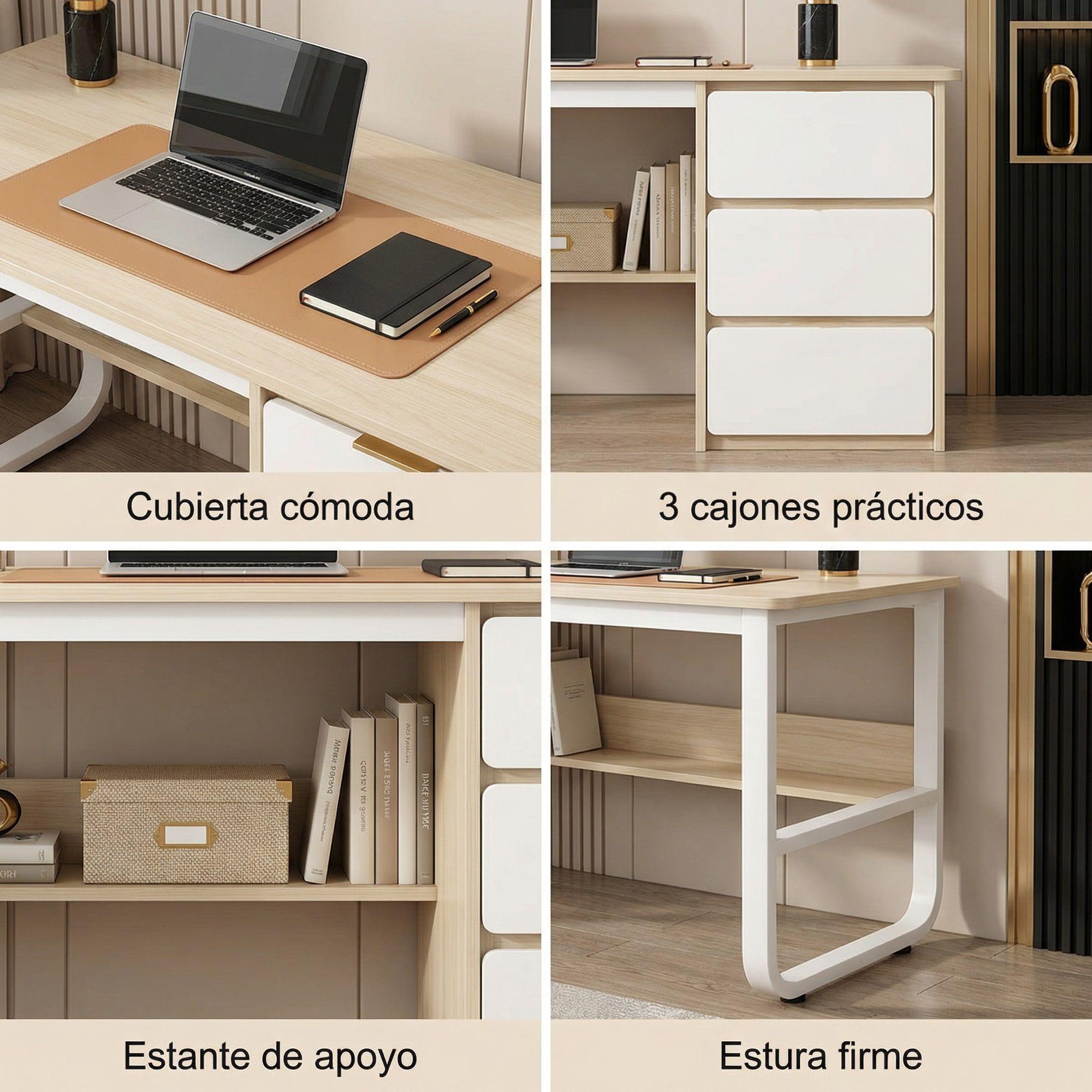 Escritorio Pata Metal Oficina Cajon 140x50x74cm Homer Design-4