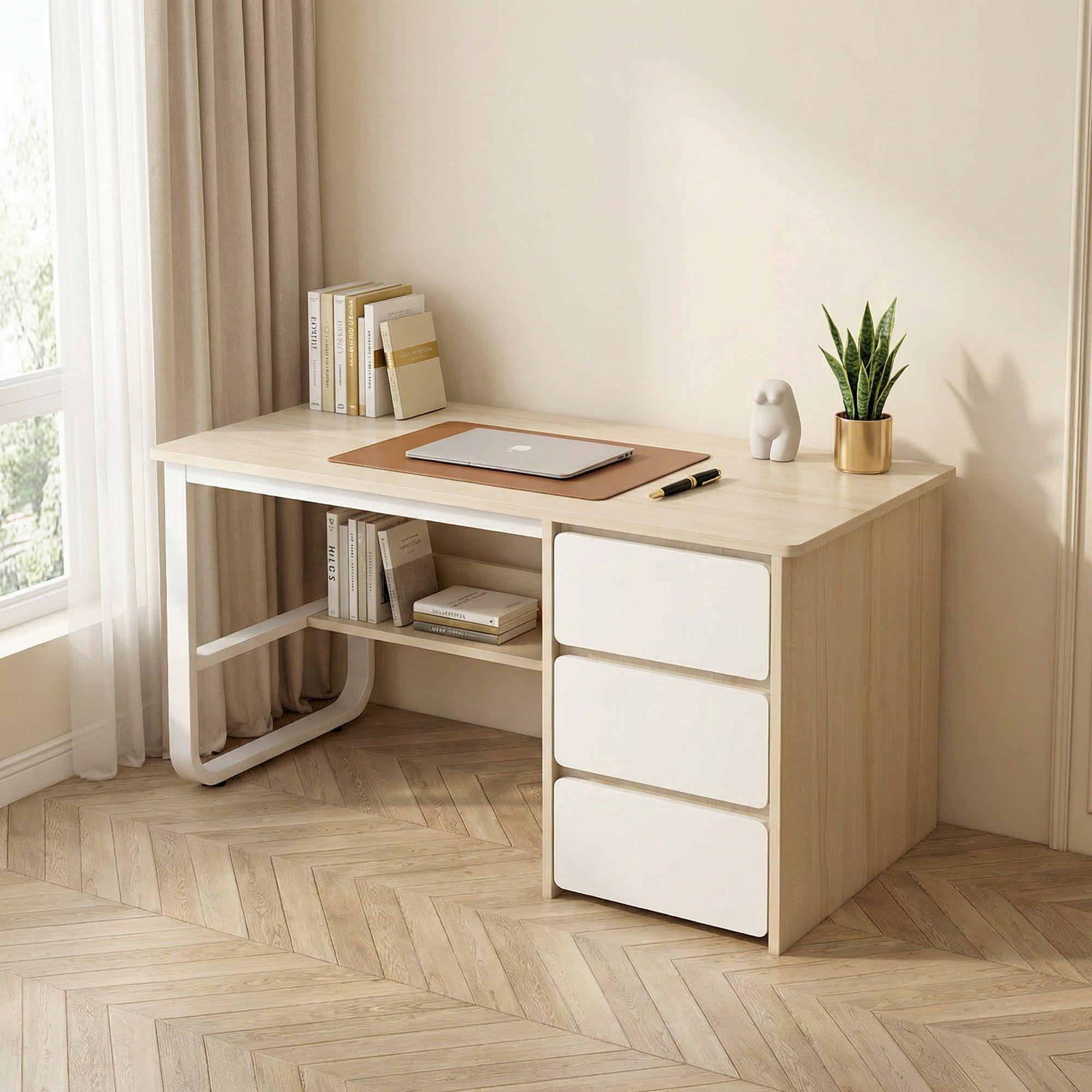 Escritorio Pata Metal Oficina Cajon 140x50x74cm Homer Design-5