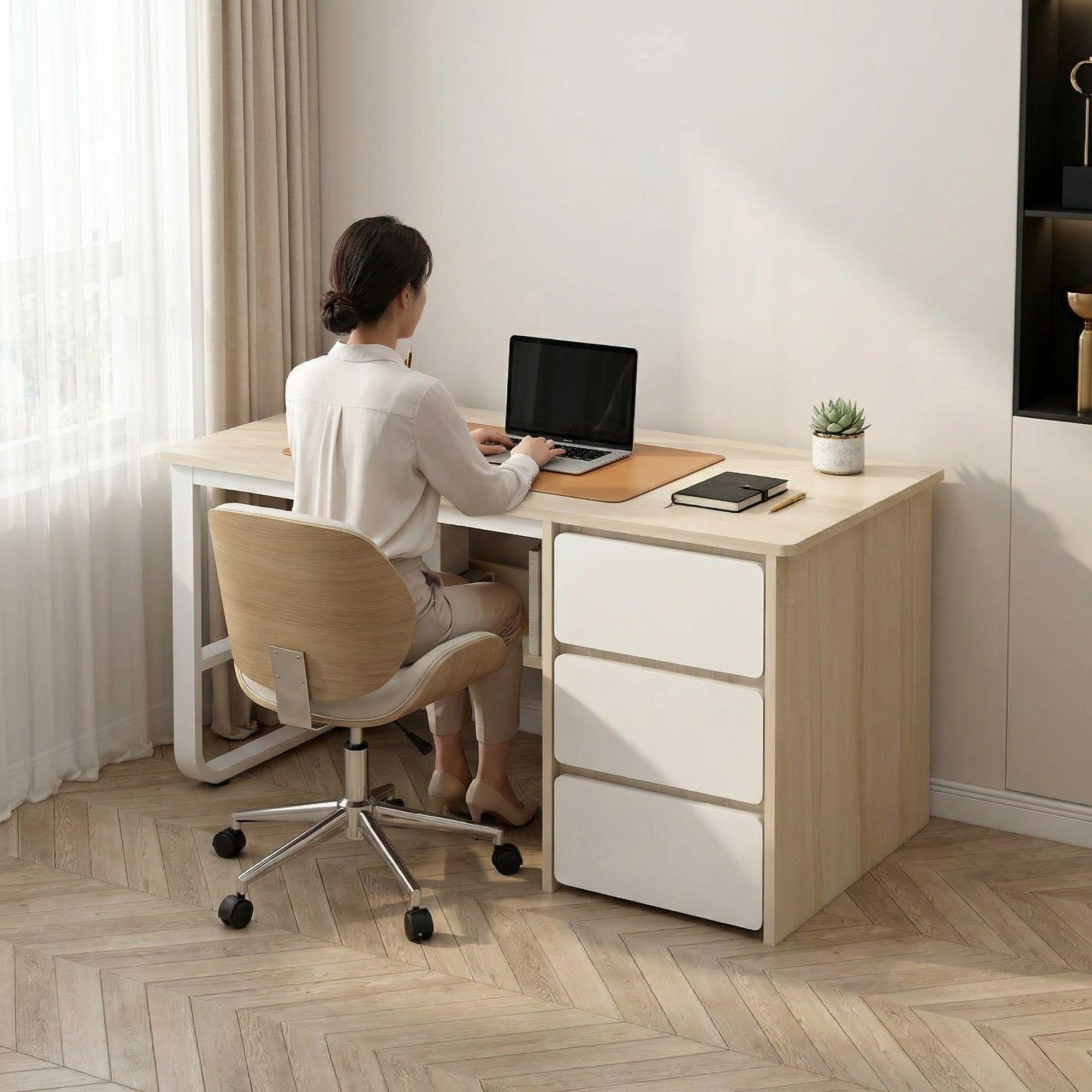 Escritorio Pata Metal Oficina Cajon 140x50x74cm Homer Design-6