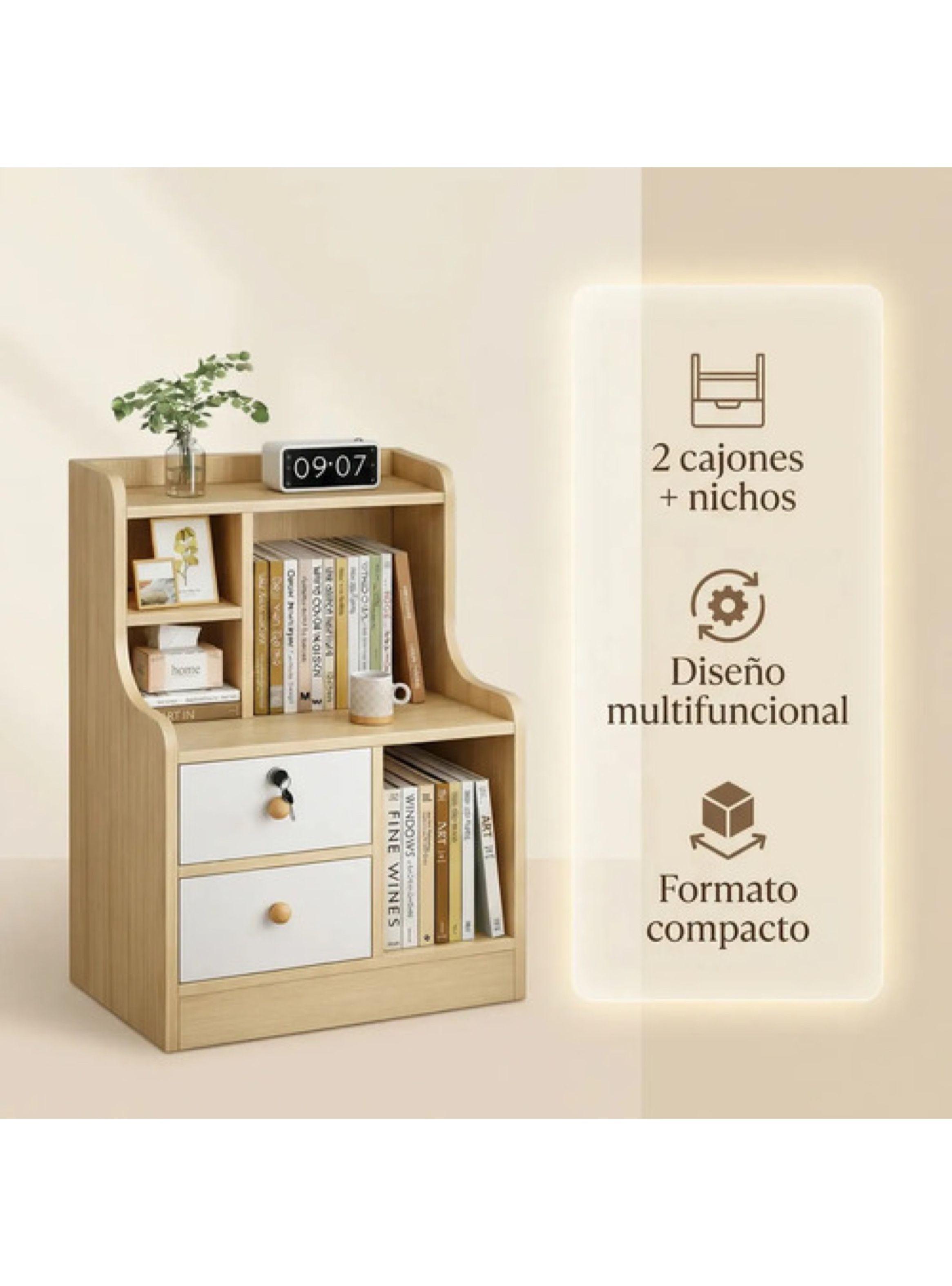 Velador Multicajones Cajones Bicolor Homer Design 30*42*70 Color Marrón Cajones Blancos Mate-1
