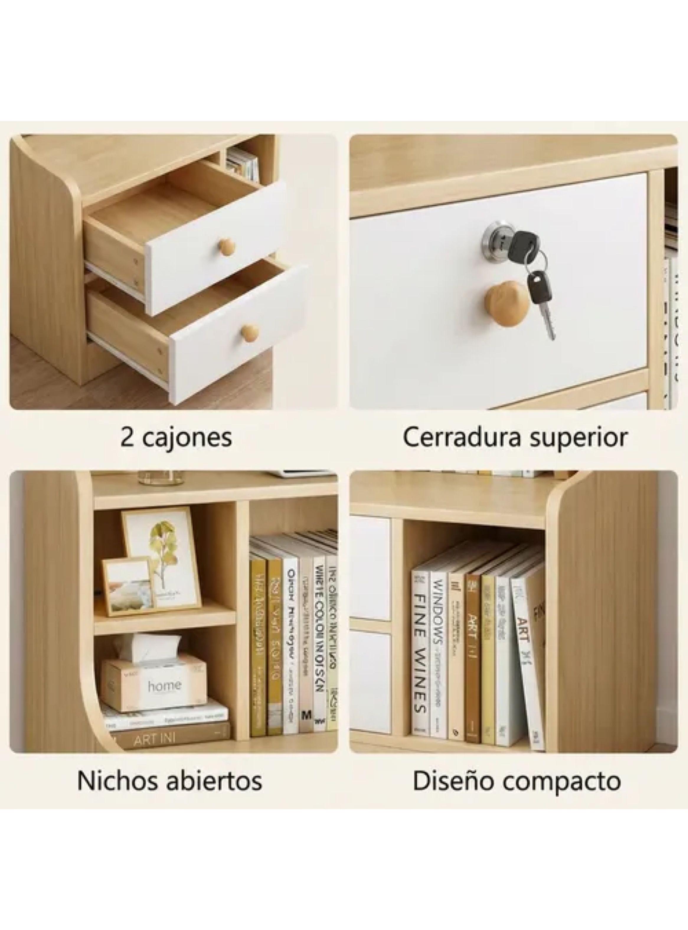 Velador Multicajones Cajones Bicolor Homer Design 30*42*70 Color Marrón Cajones Blancos Mate-3