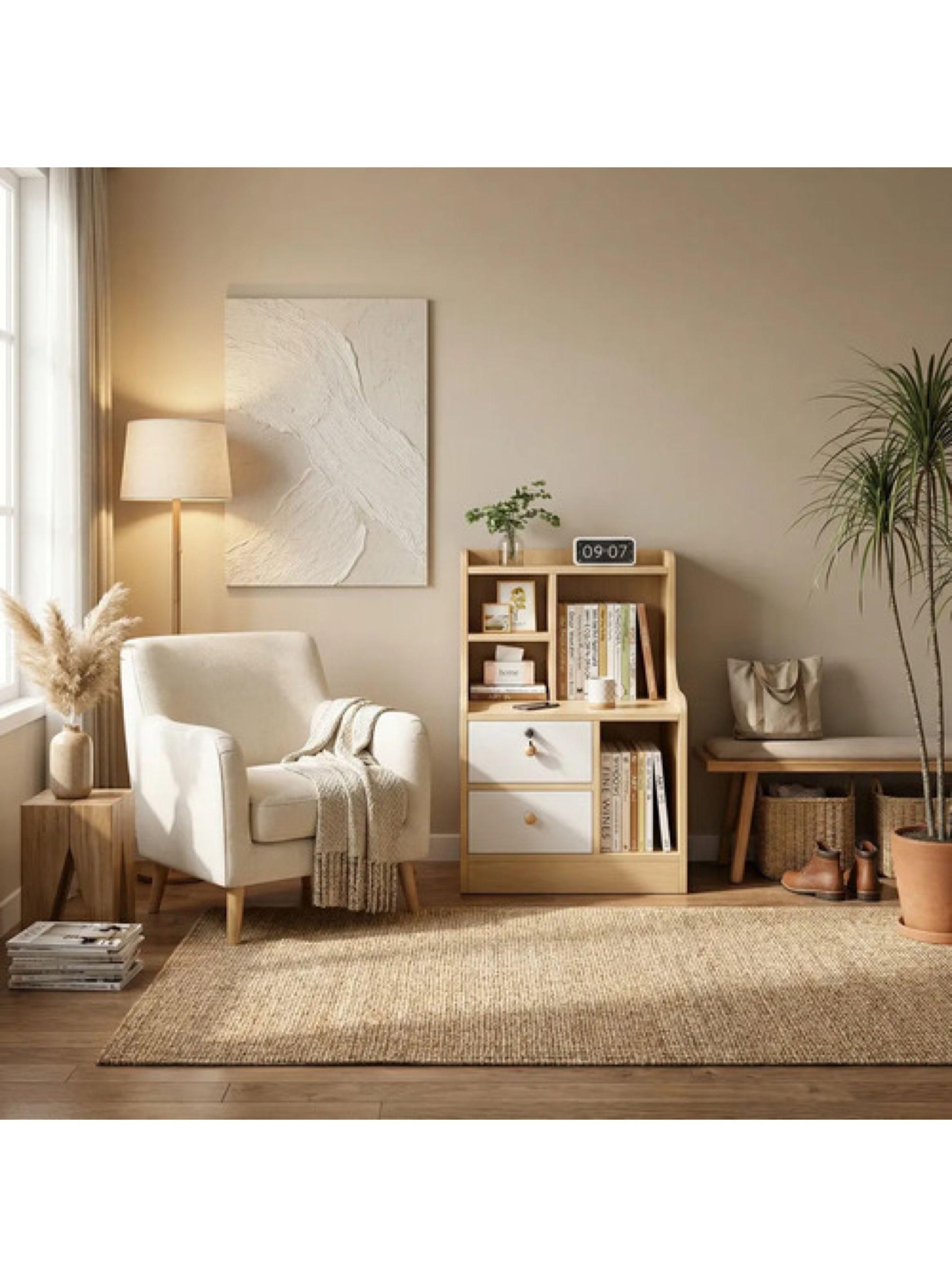 Velador Multicajones Cajones Bicolor Homer Design 30*42*70 Color Marrón Cajones Blancos Mate-6