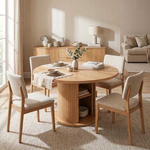 Mesa Comedor France Extendible 110-150cm Con Almacenamiento Marrón Claro-6