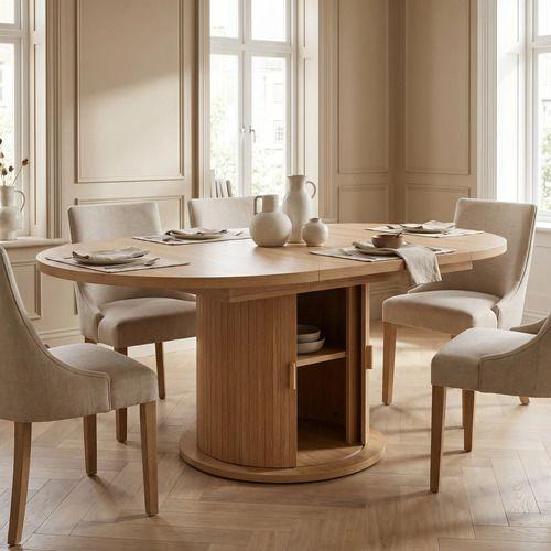 Mesa Comedor France Extendible 110-150cm Con Almacenamiento Marrón Claro-7