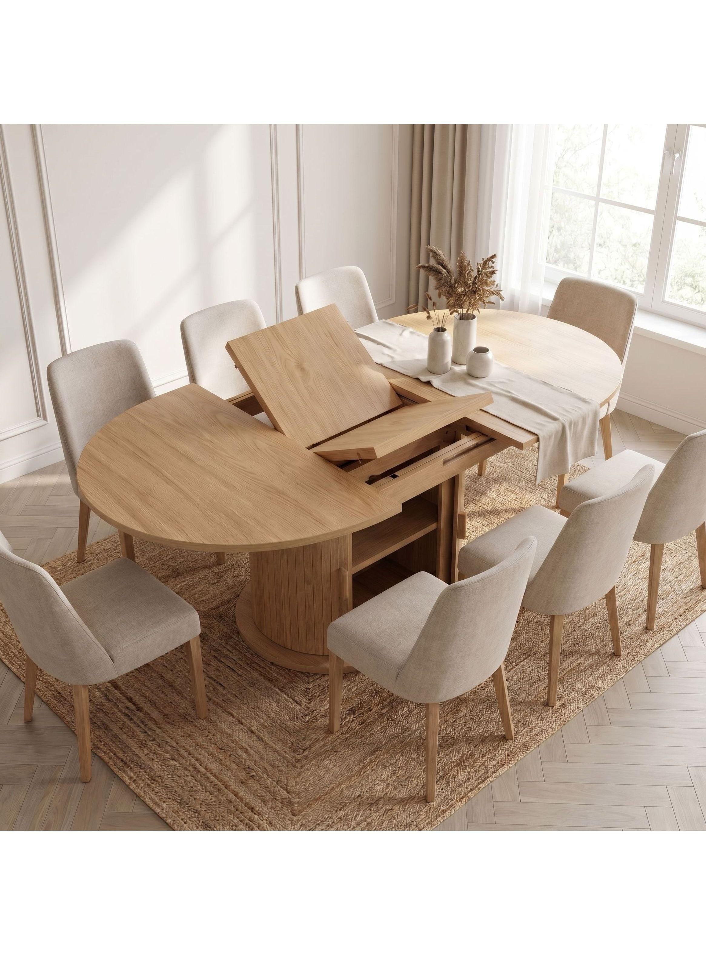 Mesa Comedor France Extendible 110-150cm Con Almacenamiento Marrón Claro-1
