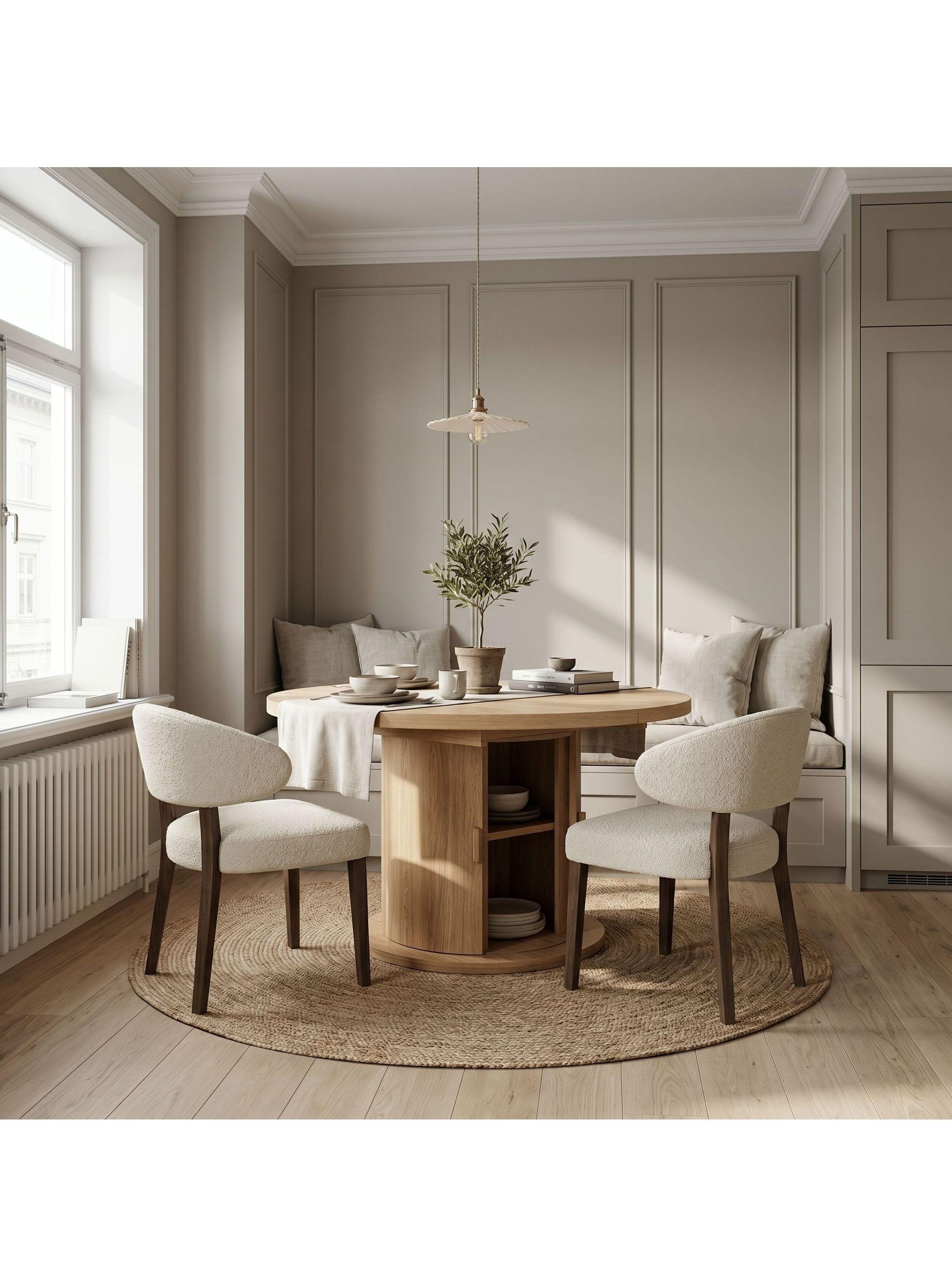 Mesa Comedor France Extendible 110-150cm Con Almacenamiento Marrón Claro-2